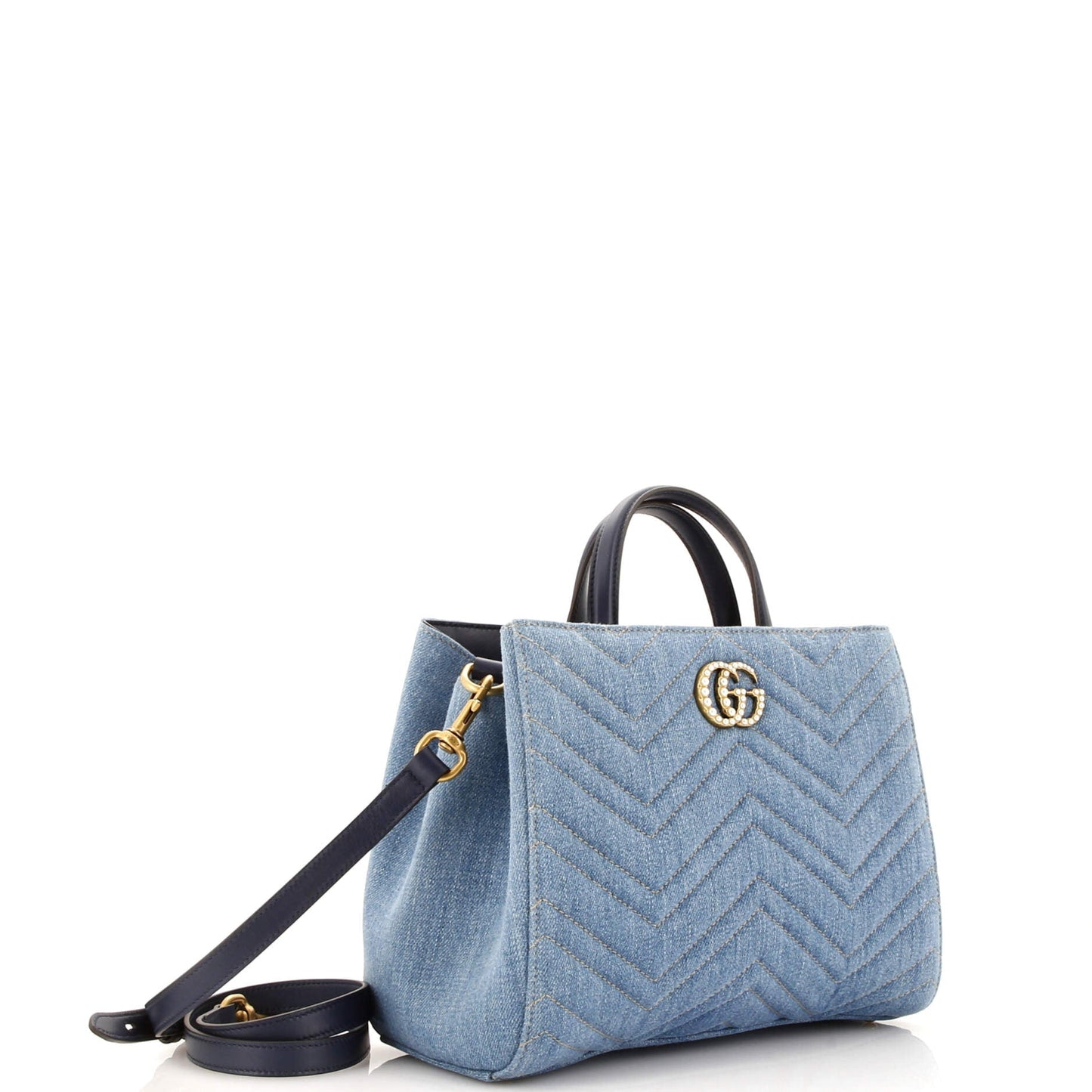 Pearly GG Marmont Tote Matelasse Denim Small