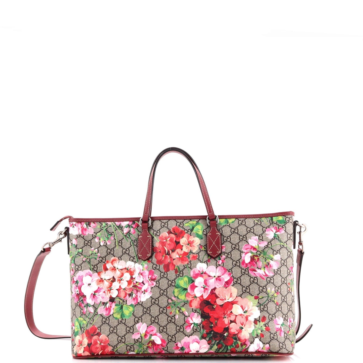 Convertible Zip Tote Blooms Print GG Coated Canvas Large