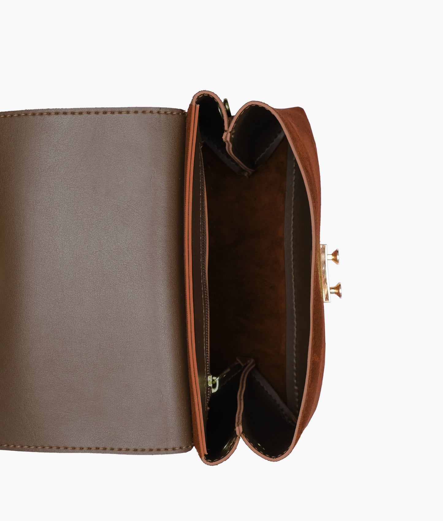 Dark brown suede mini top-handle bag
