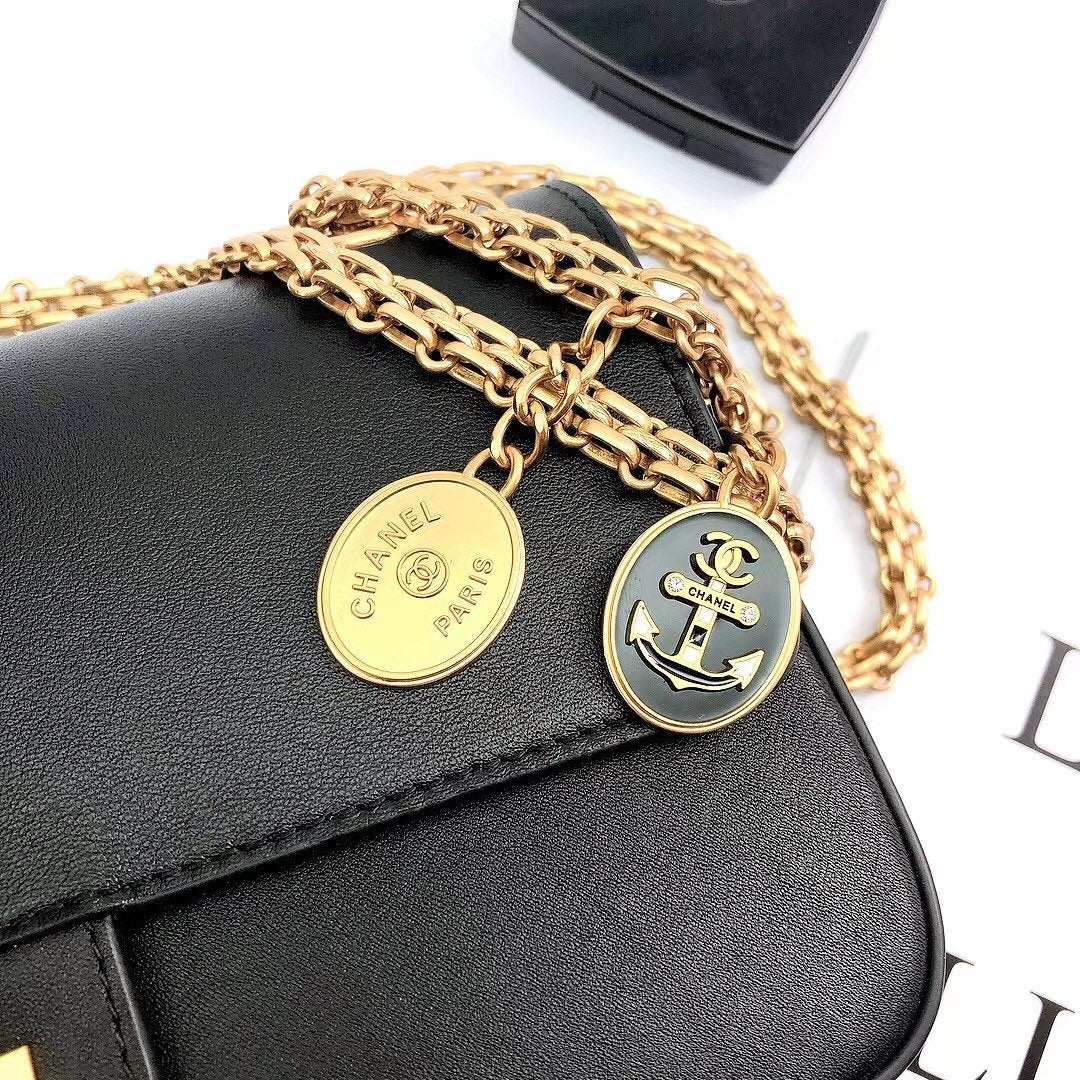 CHLMaroon Medallion Nude Reissue 2.55 Classic 225 GlamIap Black Bag For Women 24cm/9.4in