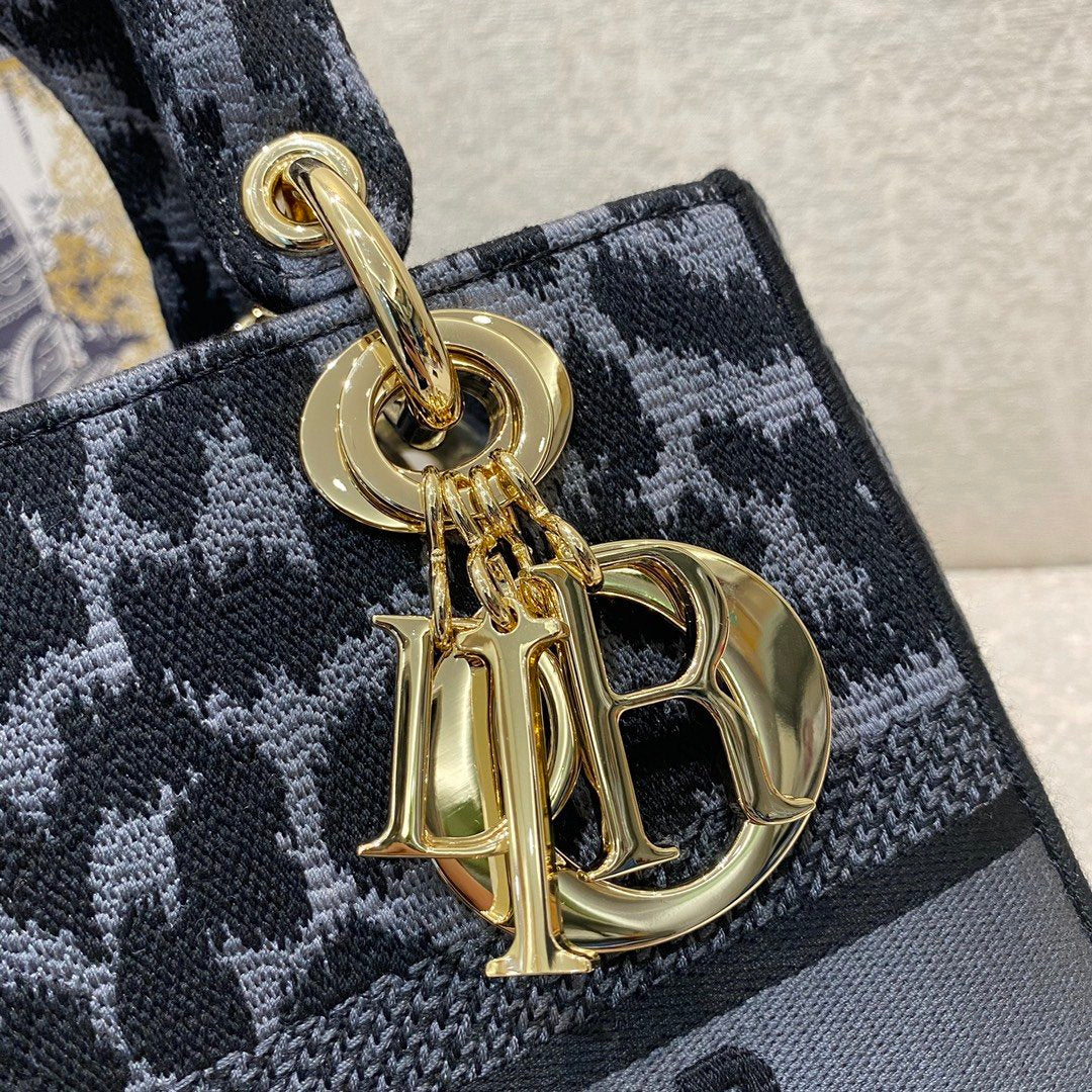 GLAMI MeGLAMIum Lady D-Lite Bag Blue and Black Mizza Embroidery, Blue and Black Handbags, Crossbody Bags, 24cm CD M0565ORGLAMI_M962