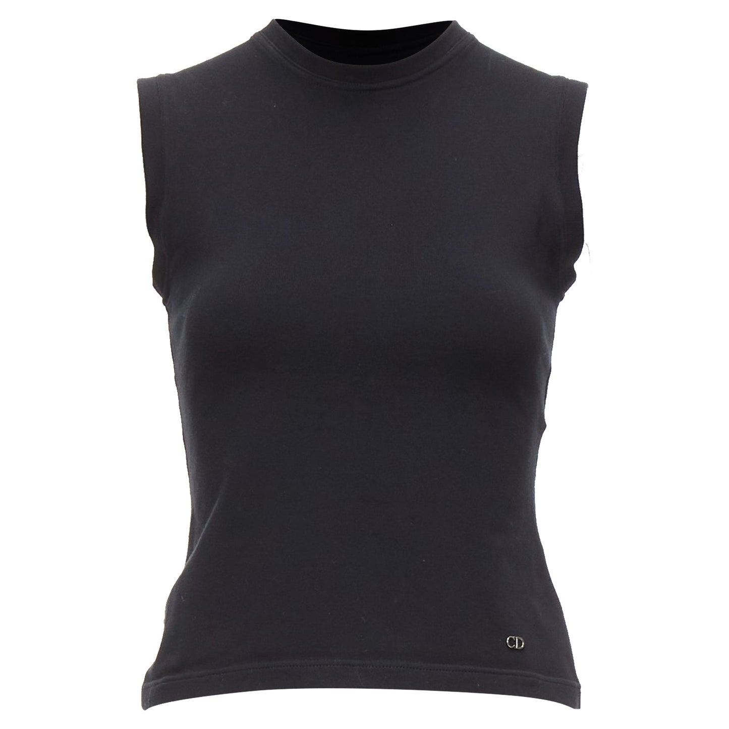 Dior Cotton Silver CD Logo Plate Sleeveless Crew Neck Tank Top
