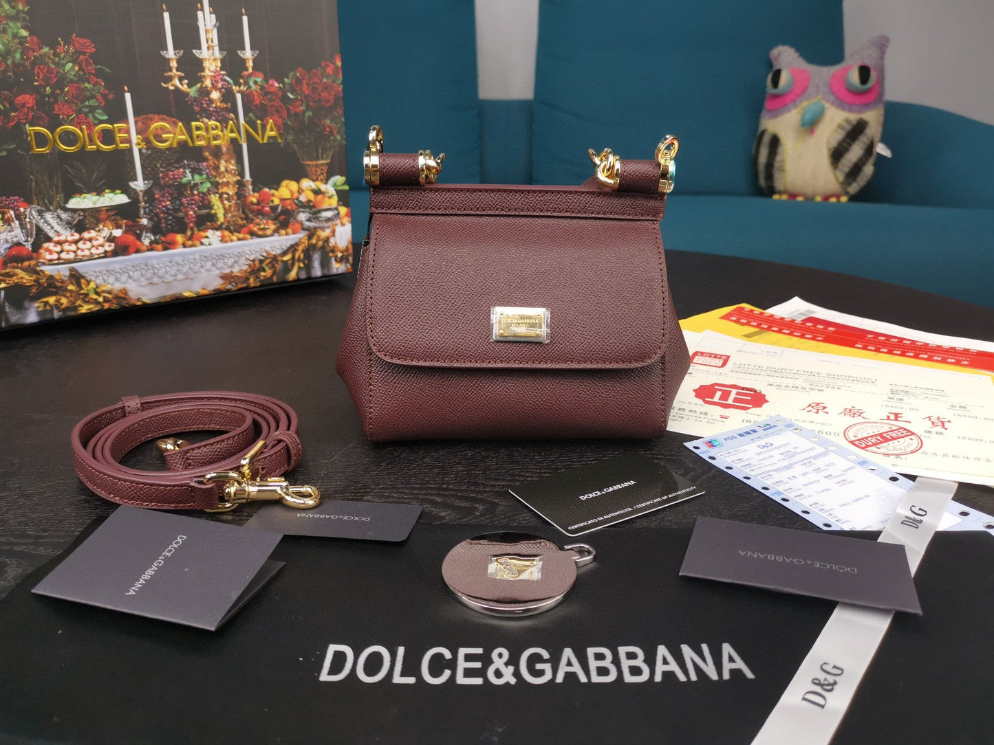 GLAMI Small Sicily Bag In Dauphine Burgundy For Women 7.5in/19cm GLAMI