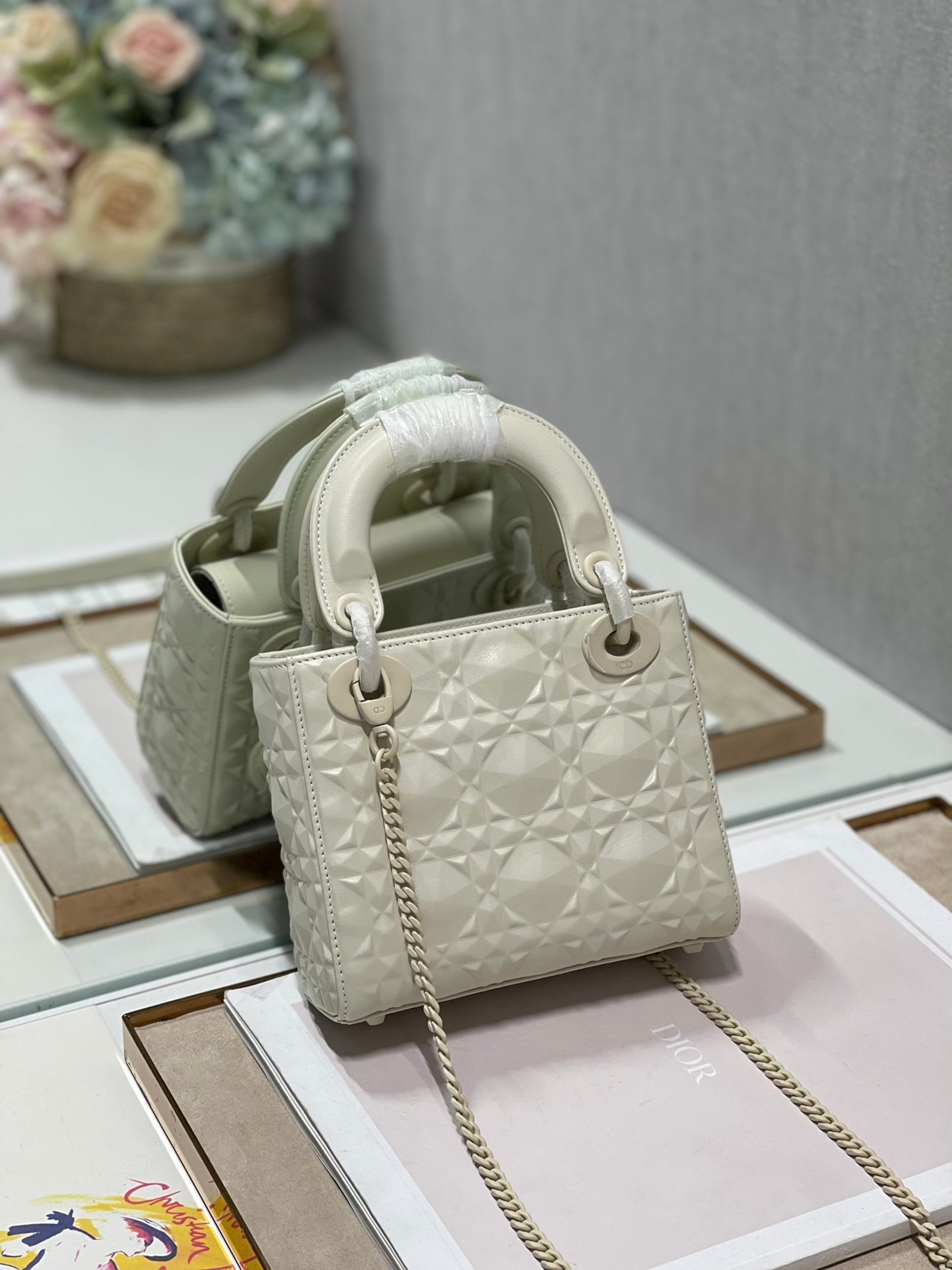 GLAMI Mini Lady Bag Latte Cannage with Beaded Motif, Beige, For Women WomenÃ¢â‚¬â„¢s Handbags, Crossbody Bags, 18cm CD M0505INEA_M030