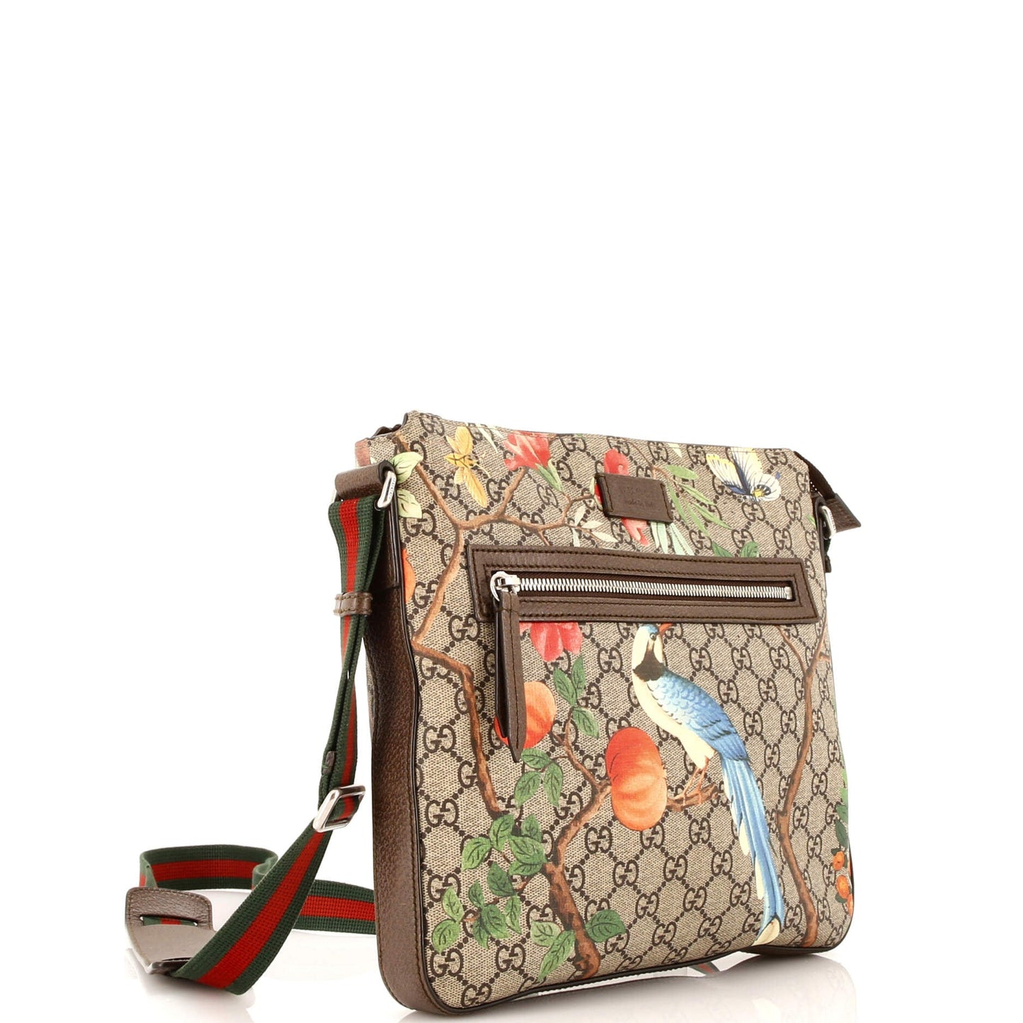 Front Zip Messenger Tian Print GG Coated Canvas Medium