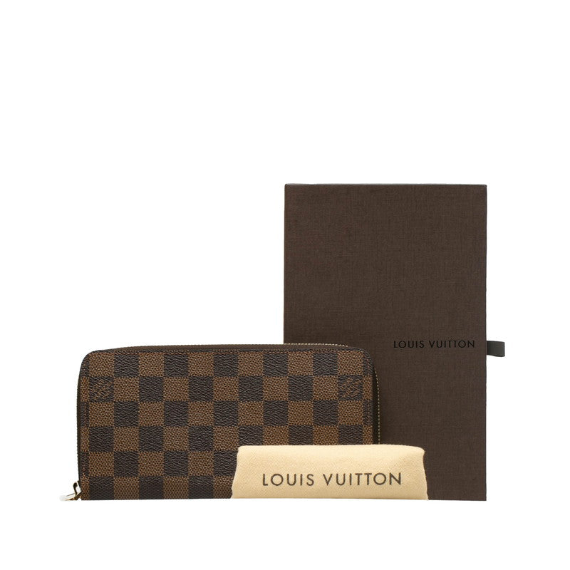 Louis Vuitton Damiere Zippie Wallet Round Fashner Long Wallet N60015 Brown PVC Lady Louis Vuitton