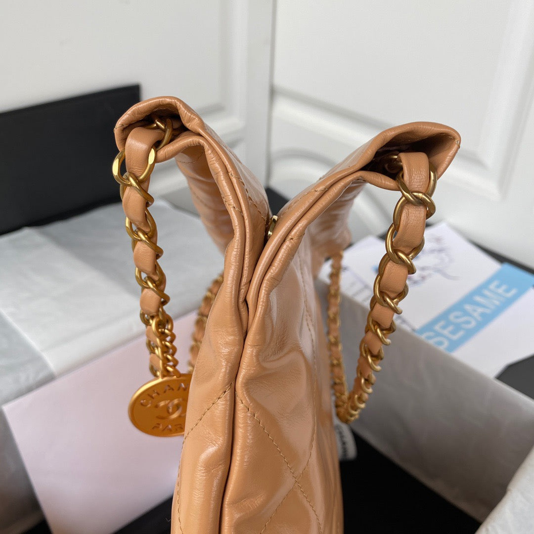 CHL 22 Handbag Gold Hardware Shiny Camel For Women Handbags, Shoulder Bags 16.5in/38cm AS3261 B08037 NB356