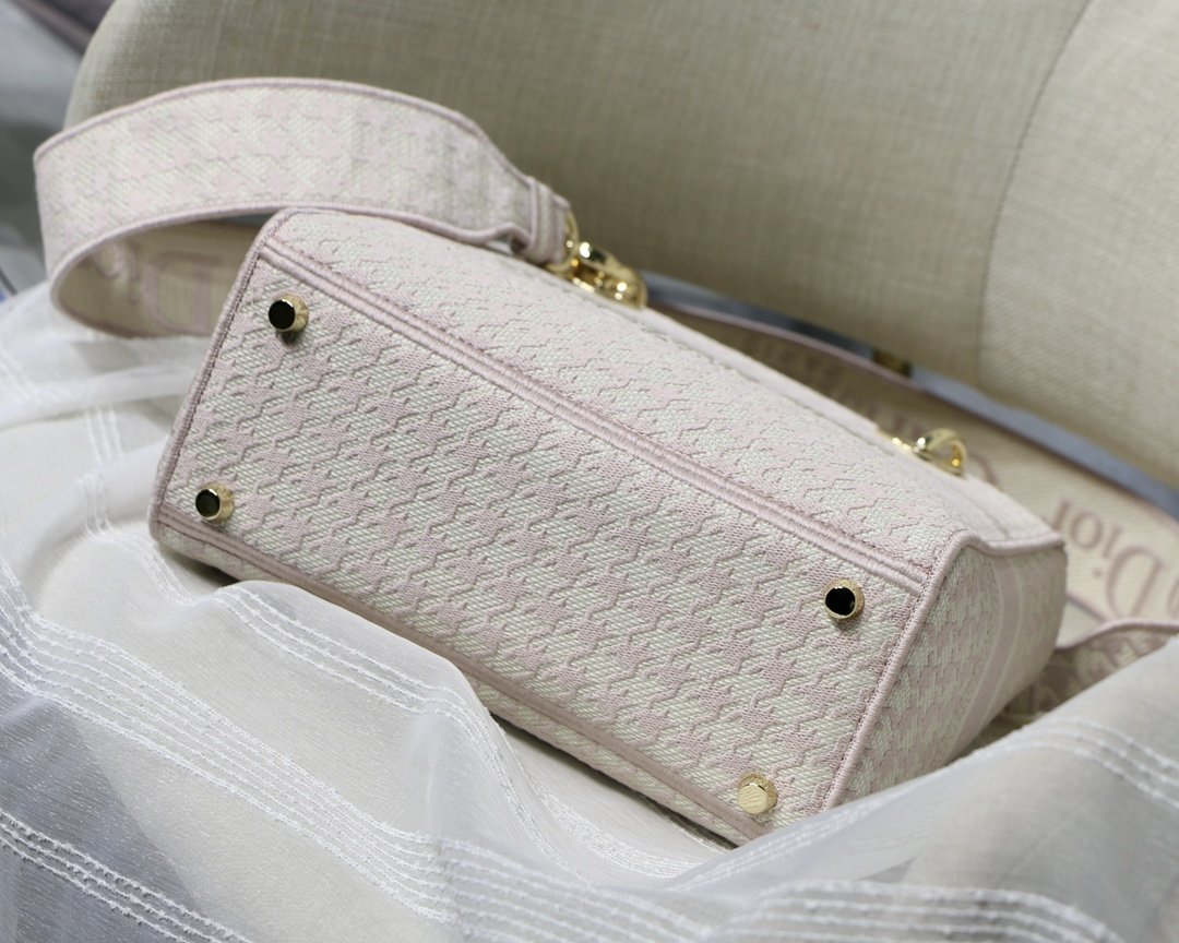 GLAMI MeGLAMIum Lady D-Lite Bag Houndstooth Embroidery, Pink/White, For Women WomenÃ¢â‚¬â„¢s Handbags, Shoulder Bags, Crossbody Bags, 24cm CD