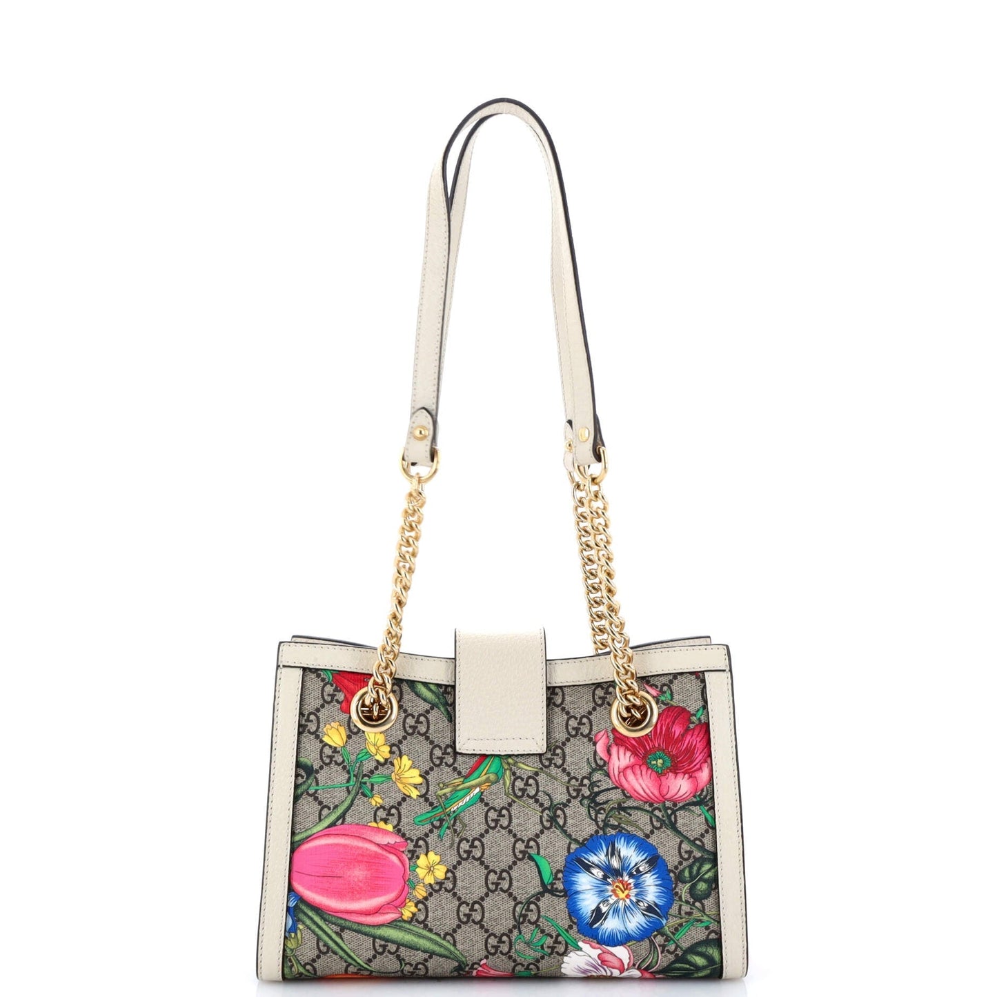 Padlock Chain Tote Flora GG Coated Canvas Small