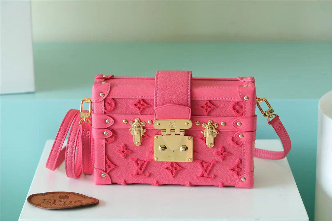 LV Petite Malle Tufted GlamIuo Pink For Women,  Shoulder And Crossbody Bags 7.9in/20cm LV M20745