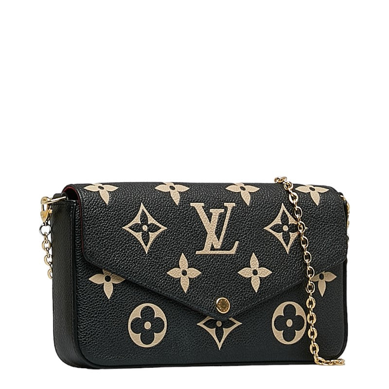 Louis Vuitton Monogram Emplant Poschet Felice Chain Shoulder Bag M80482 Black Beige Leather  Louis Vuitton