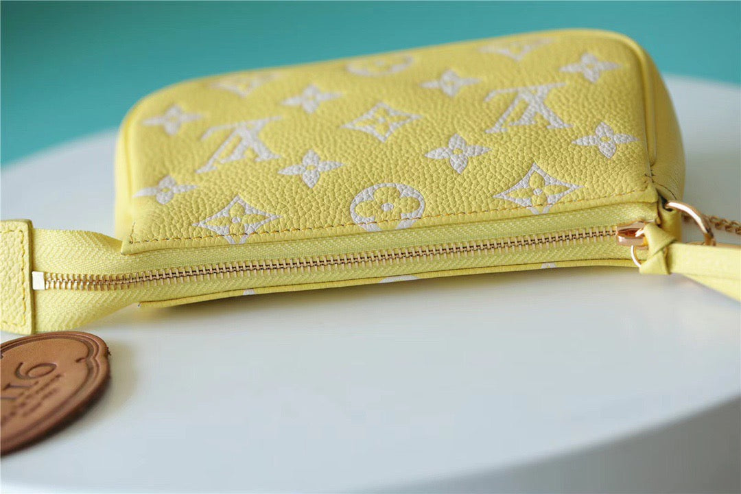 LV Mini Pochette AcGLAMIssoires Monogram Empreinte Lemon Curd Yellow For Women,  Shoulder And Crossbody Bags 15.5cm/6.1in LV M46129