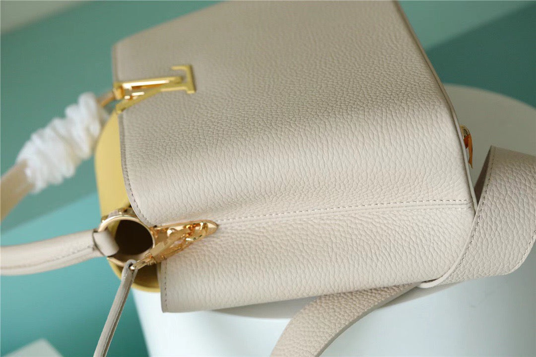 LV Capucines GLAMI Taurillon Creme Beige/ Plume Yellow Berlingot For Women, WomenÃ¢â‚¬â„¢s Bags, Shoulder And Crossbody Bags 10.6in/27cm LV