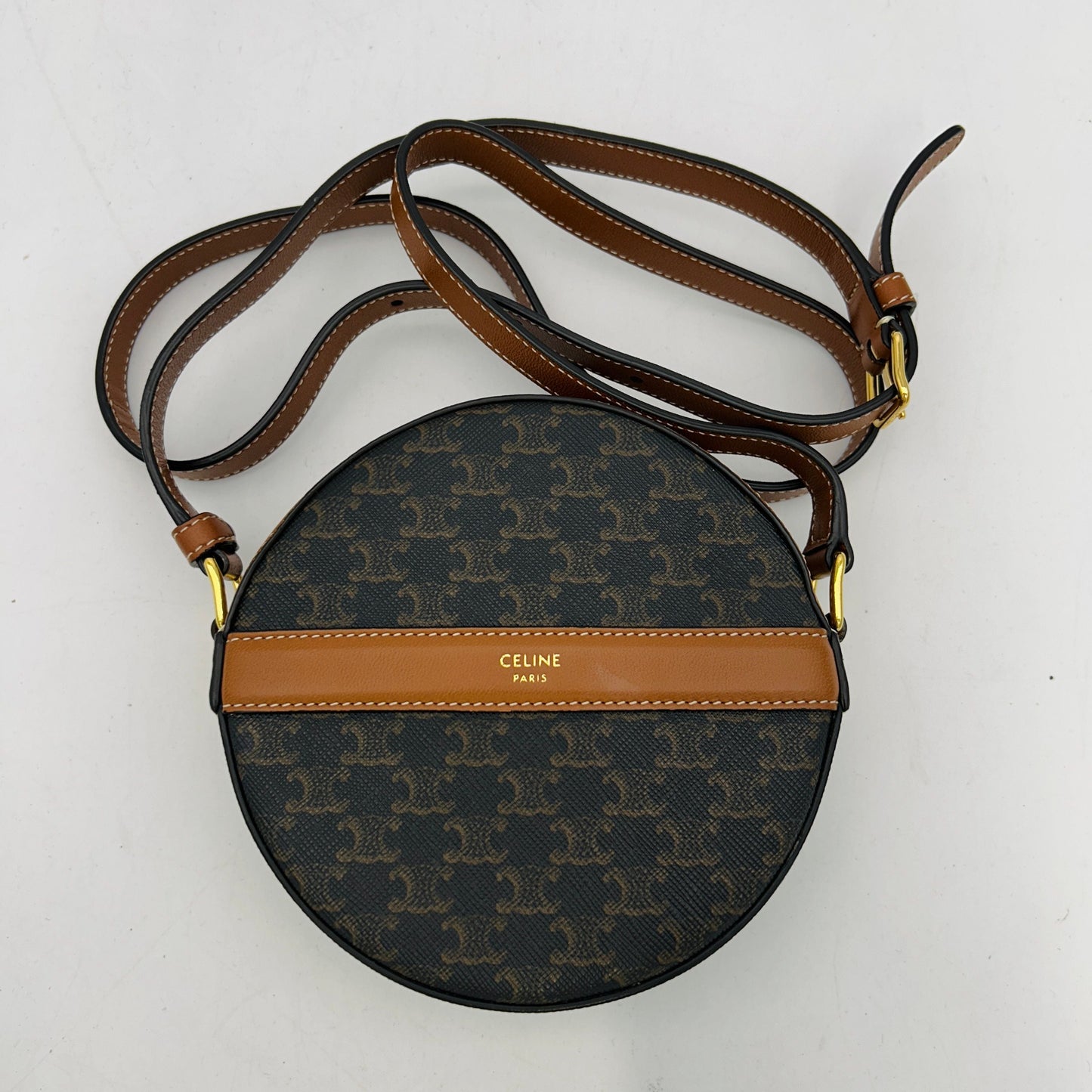Celine Lambskin Triomphe Canvas Round Purse GP10149546