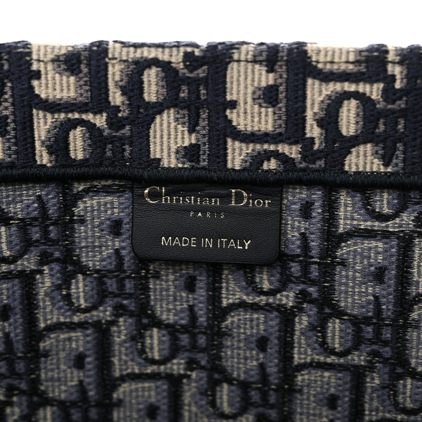 DIOR ECRU & BLUE OBLIQUE EMBROIDERY LARGE BOOK TOTE BAG