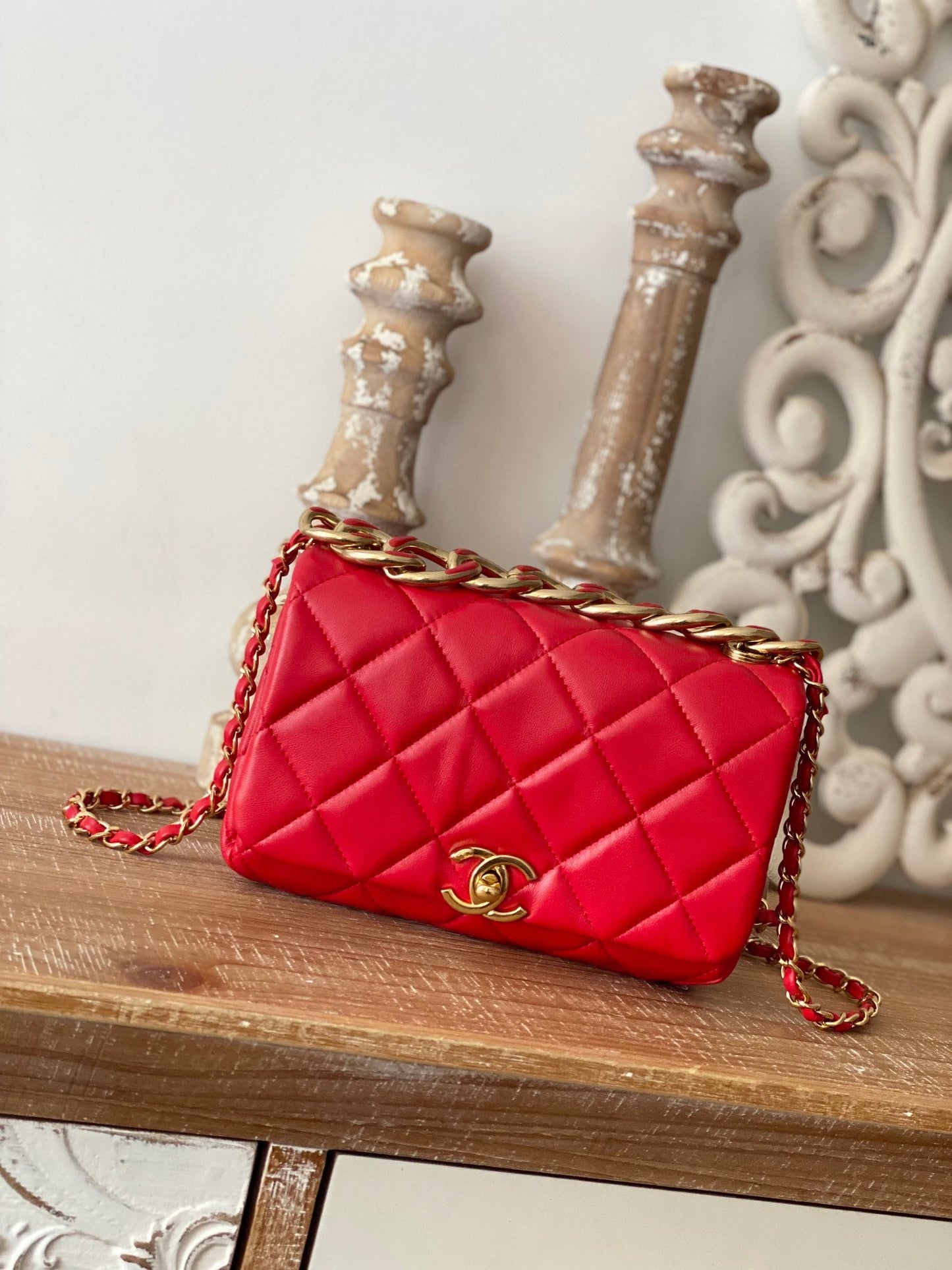 CHL Classic GLAMIamond GlamIap Bag Red For Women Bags 9.1in/23cm