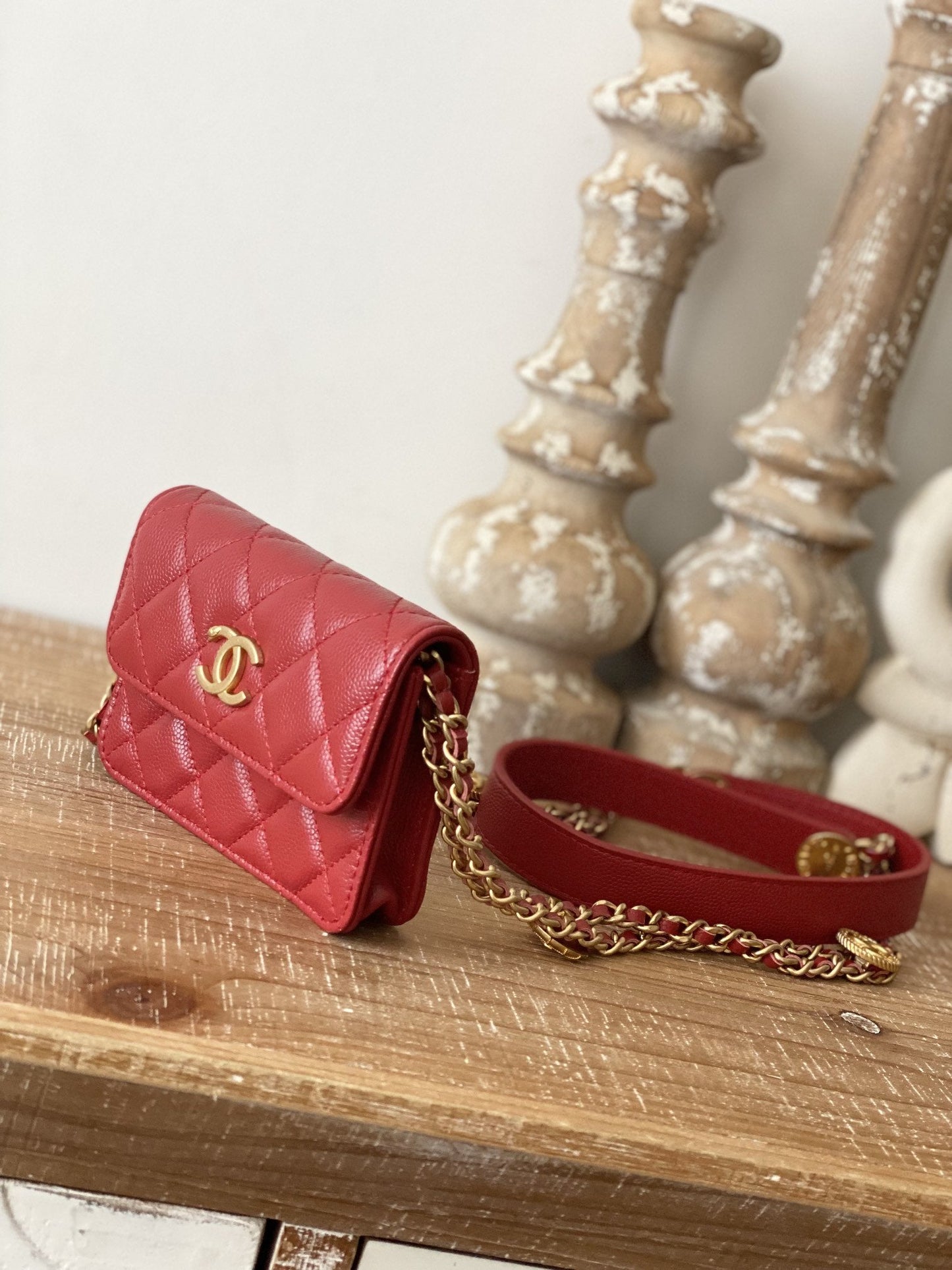 CHL Clutch With Chain Red For Women Bags 4.8in/12.3cm