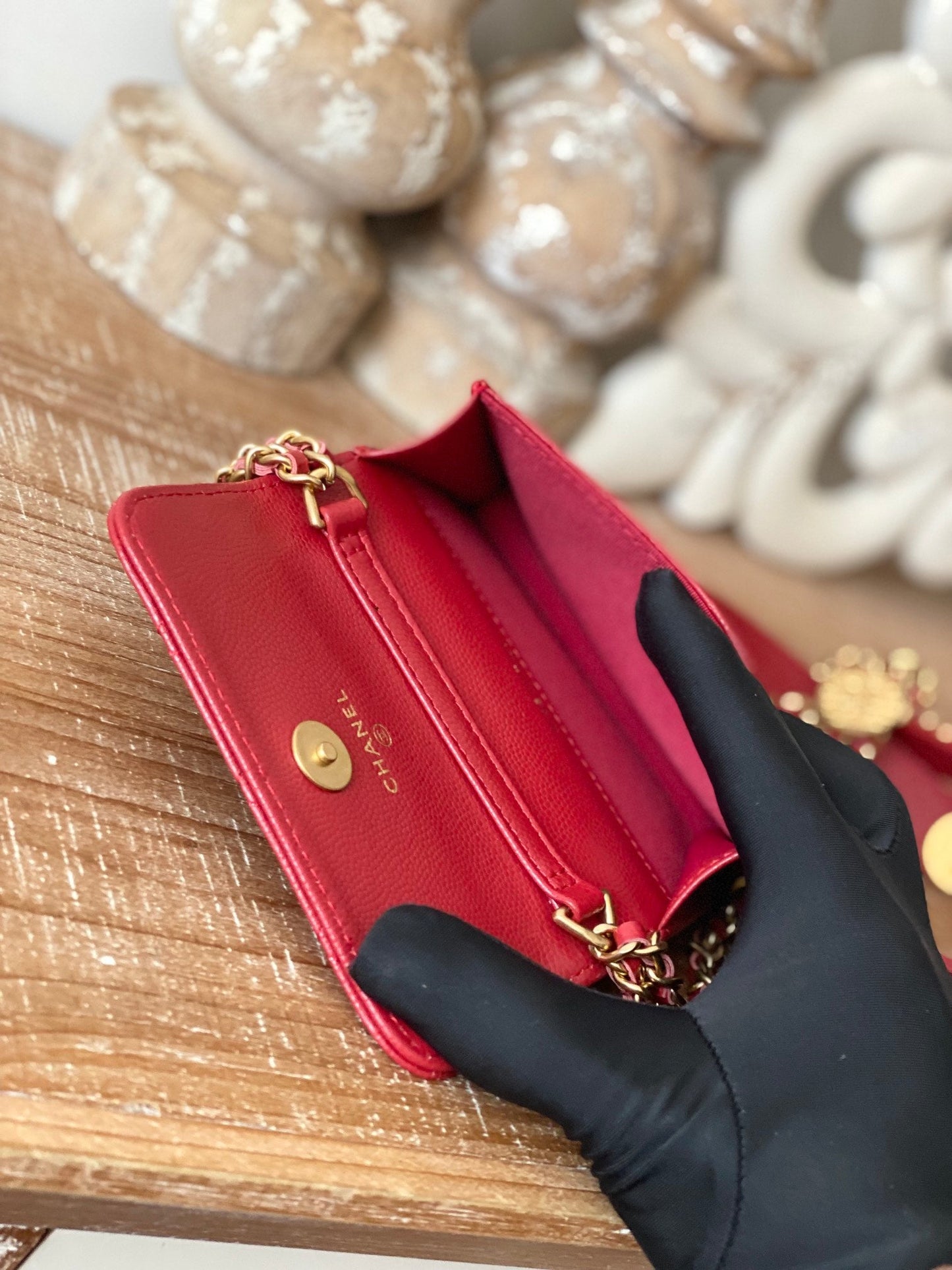 CHL Clutch With Chain Red For Women Bags 4.8in/12.3cm