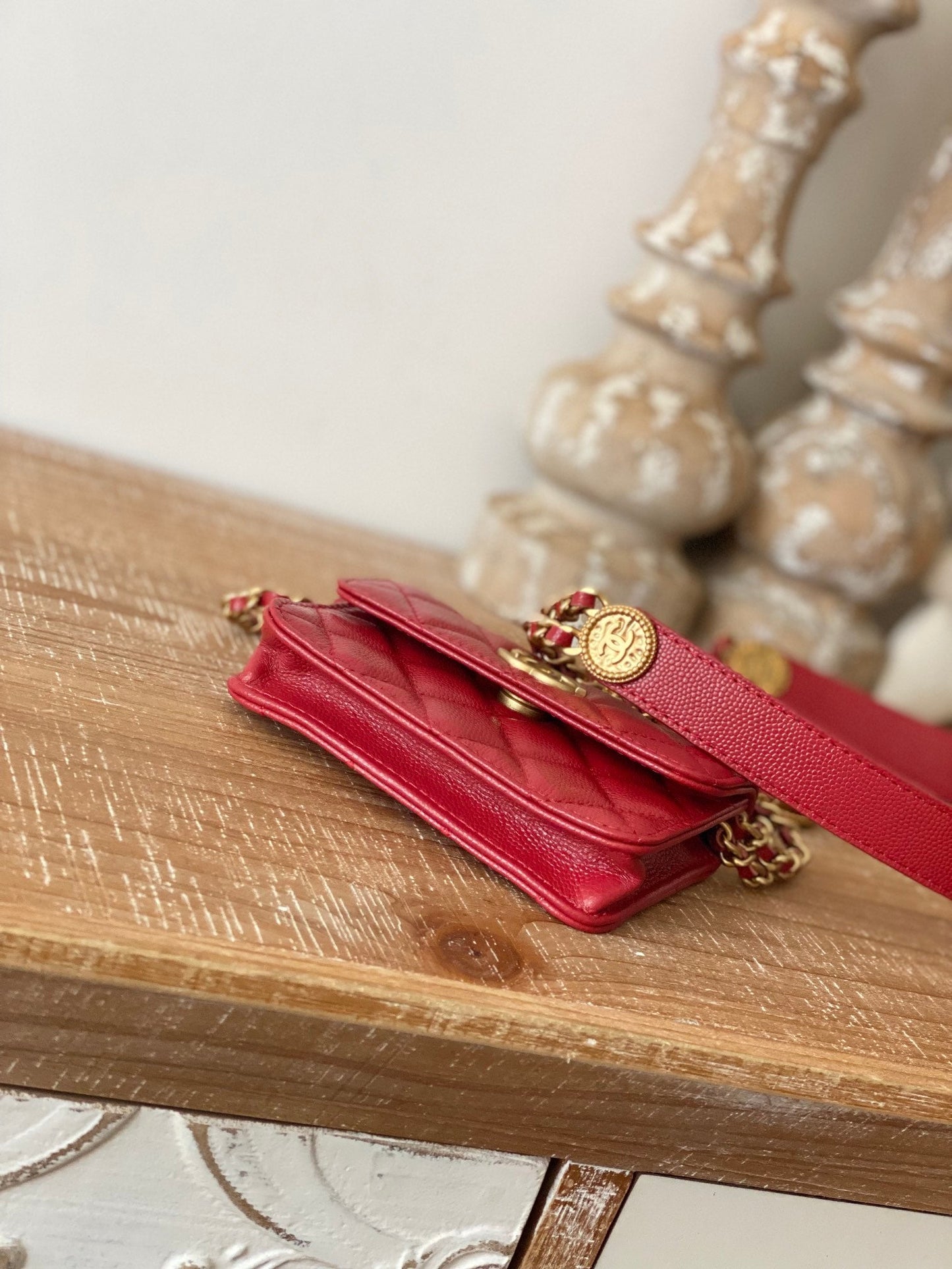 CHL Clutch With Chain Red For Women Bags 4.8in/12.3cm