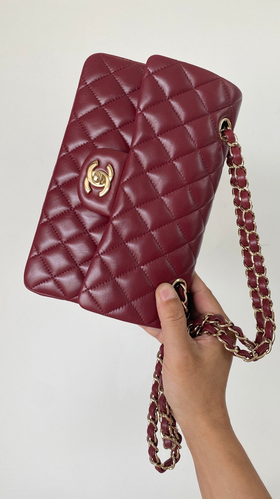 CHLSmall Classic Handbag Dark Red For Women, Women’s Bags 9.1in/23cm