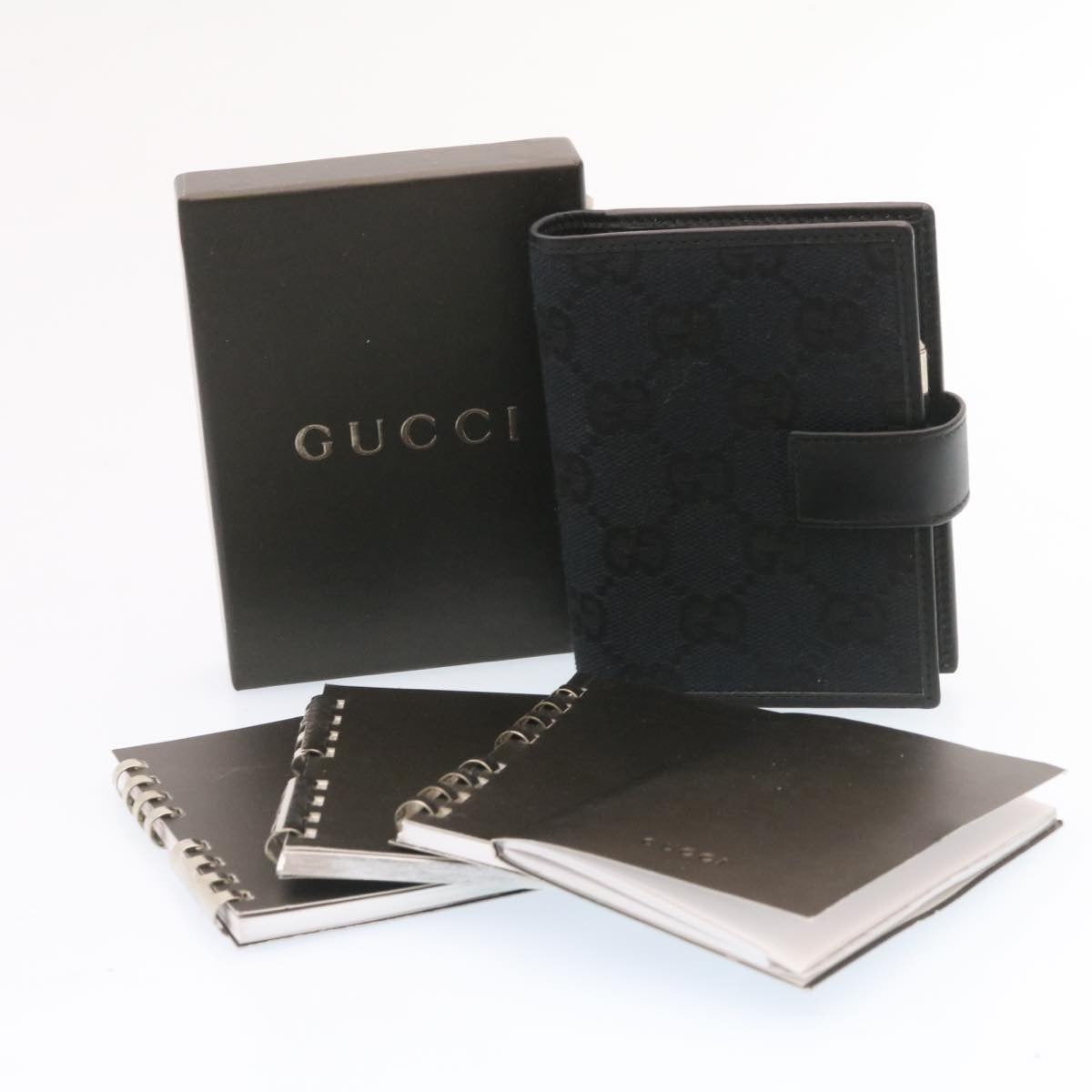 GUCCI GG Canvas Mini Notebook Cover Ballpoint Pen Black ds051