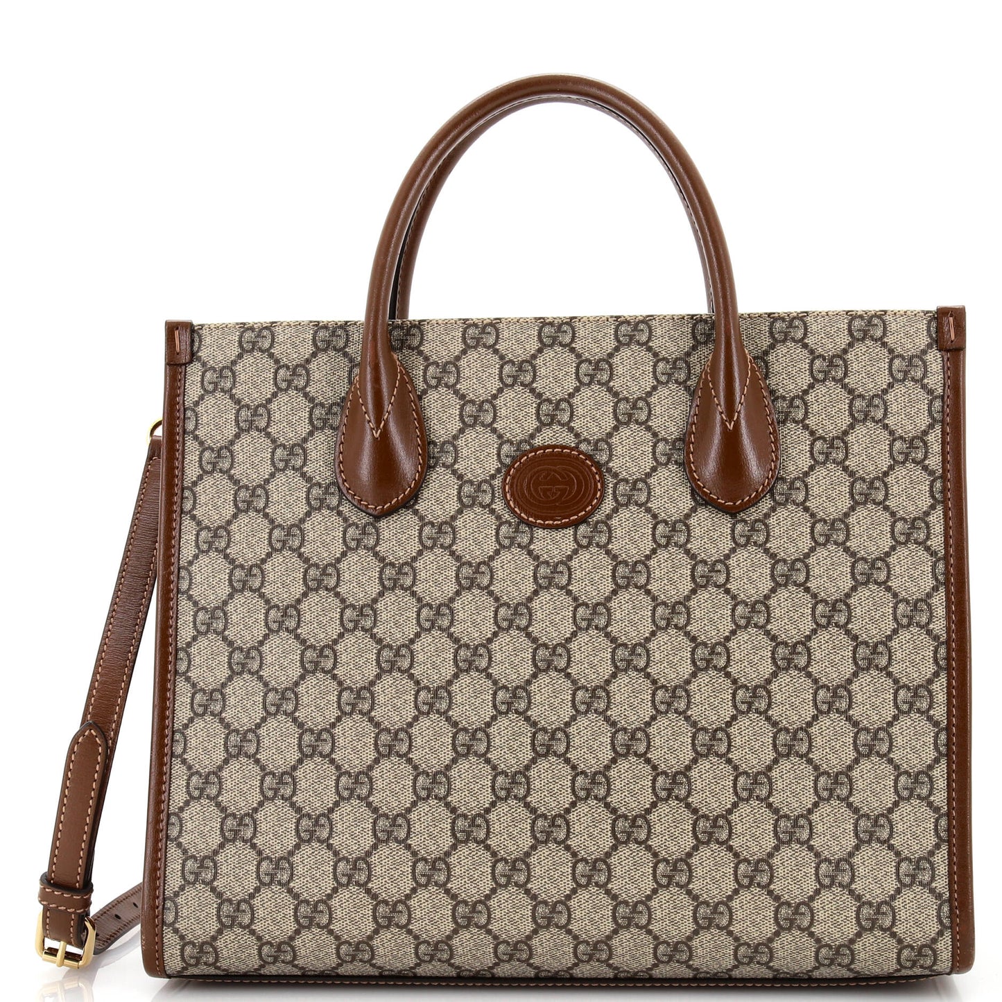 Structured Top Handle Open Tote GG Coated Canvas Small