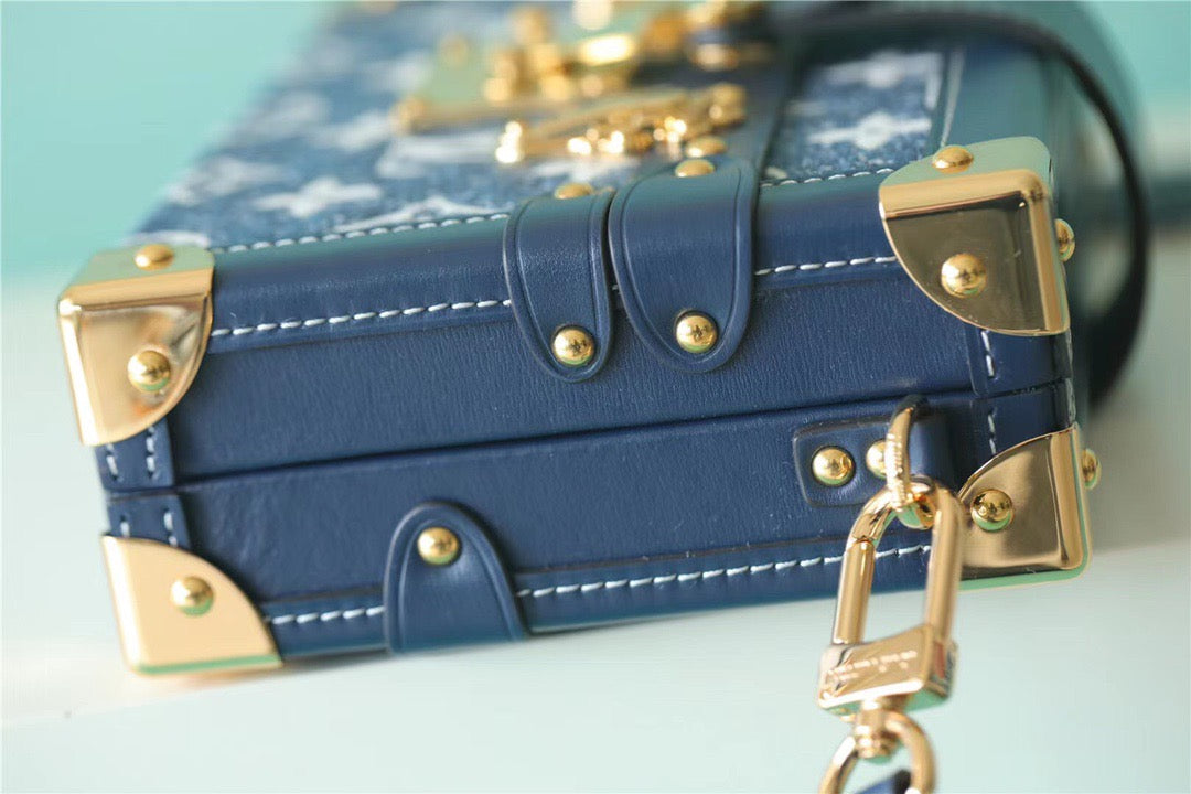 LV Petite Malle Jacquard SinGLAMI 1854 Blue For Women, WomenÃ¢â‚¬â„¢s Handbags, Shoulder Bags And Crossbody Bags 7.5in/19cm LVÃ‚Â 