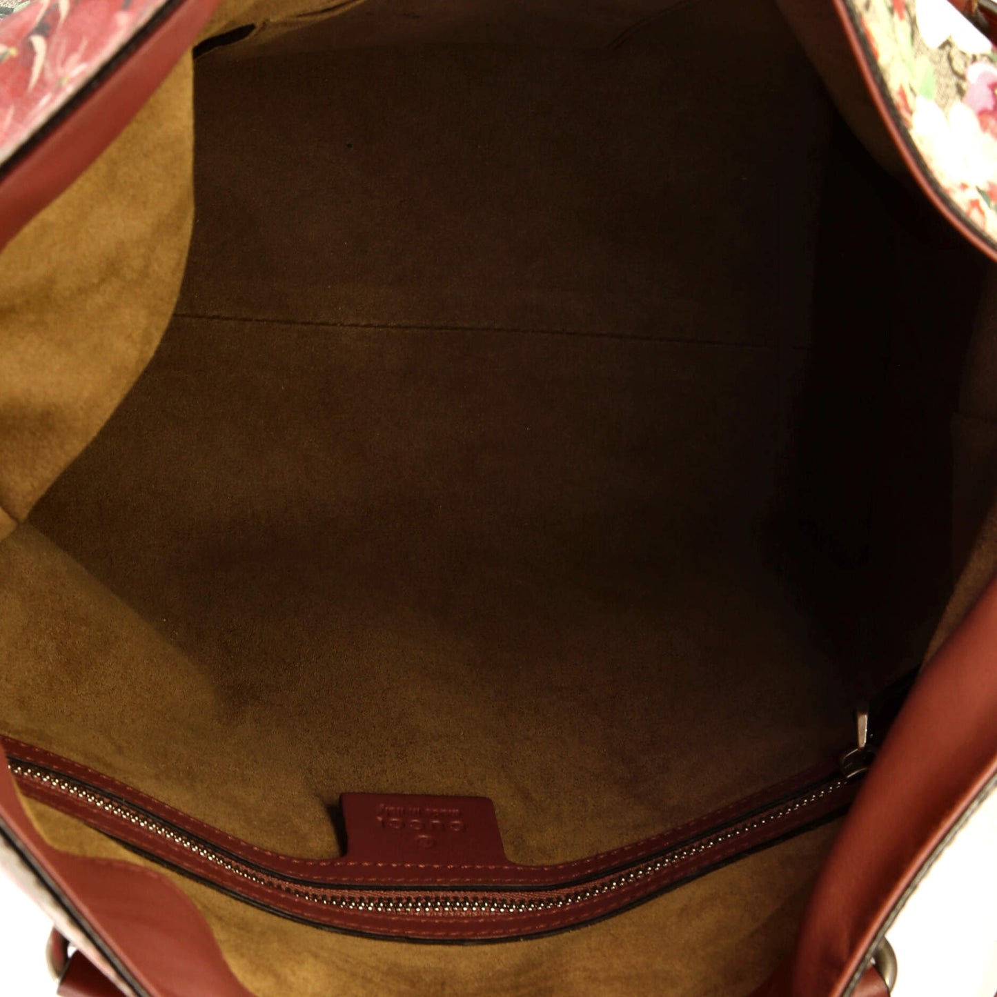 Signature Fold Over Tote Blooms Print GG Coated Canvas Medium