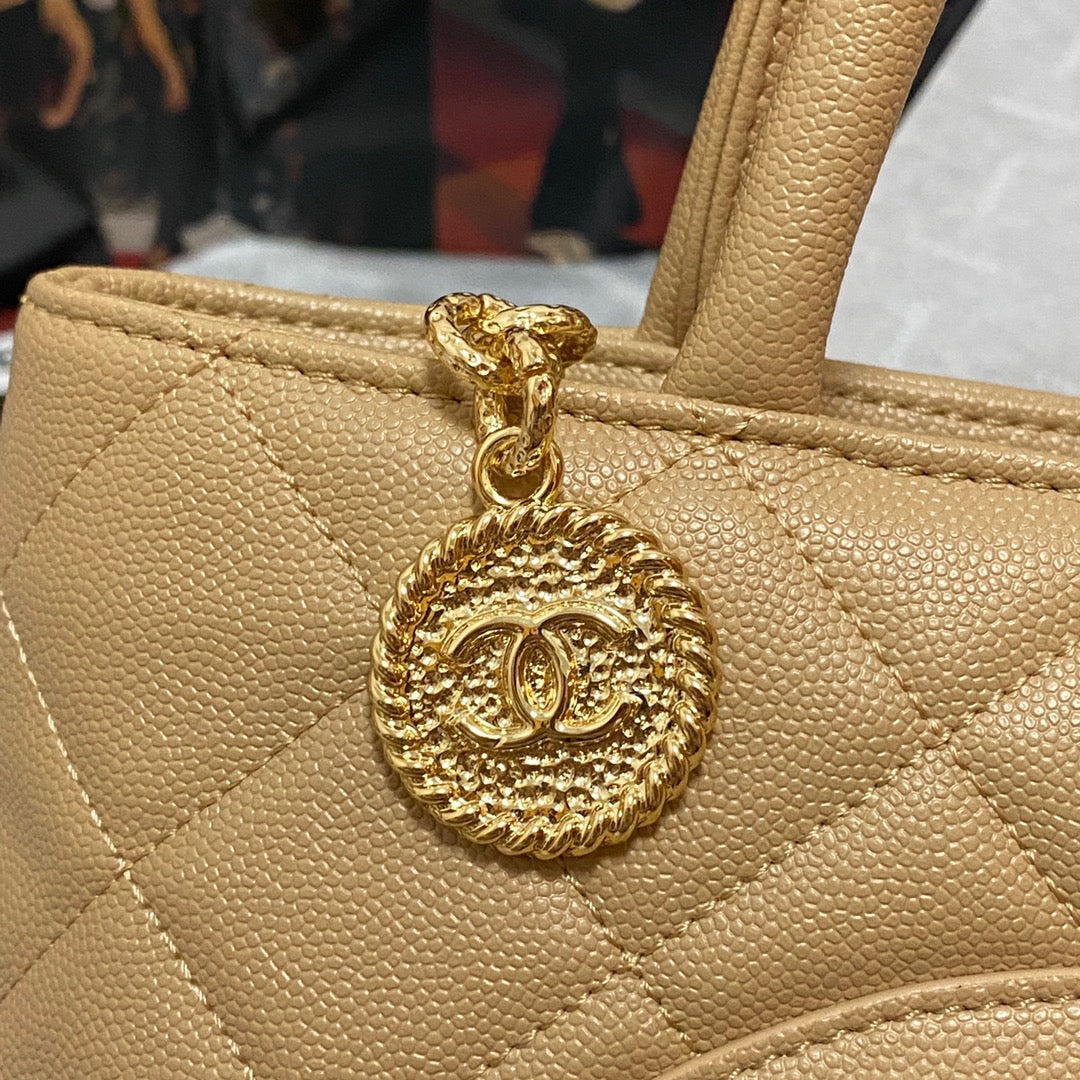 CHLMedallion Tote Gold Hardware Caviar Yellow For Women Handbags, Shoulder Bags 15.6in/32cm
