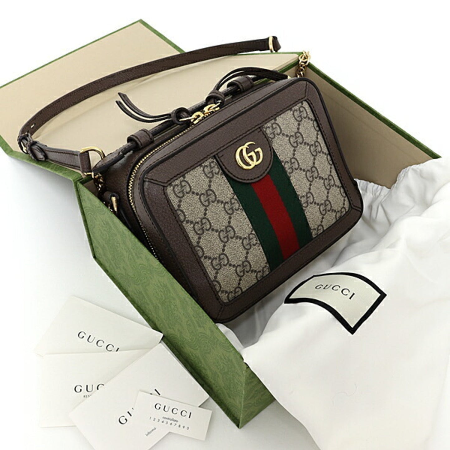 Gucci     Color Gg Supreme Leather Shoulder Bag (Pre-Owned)