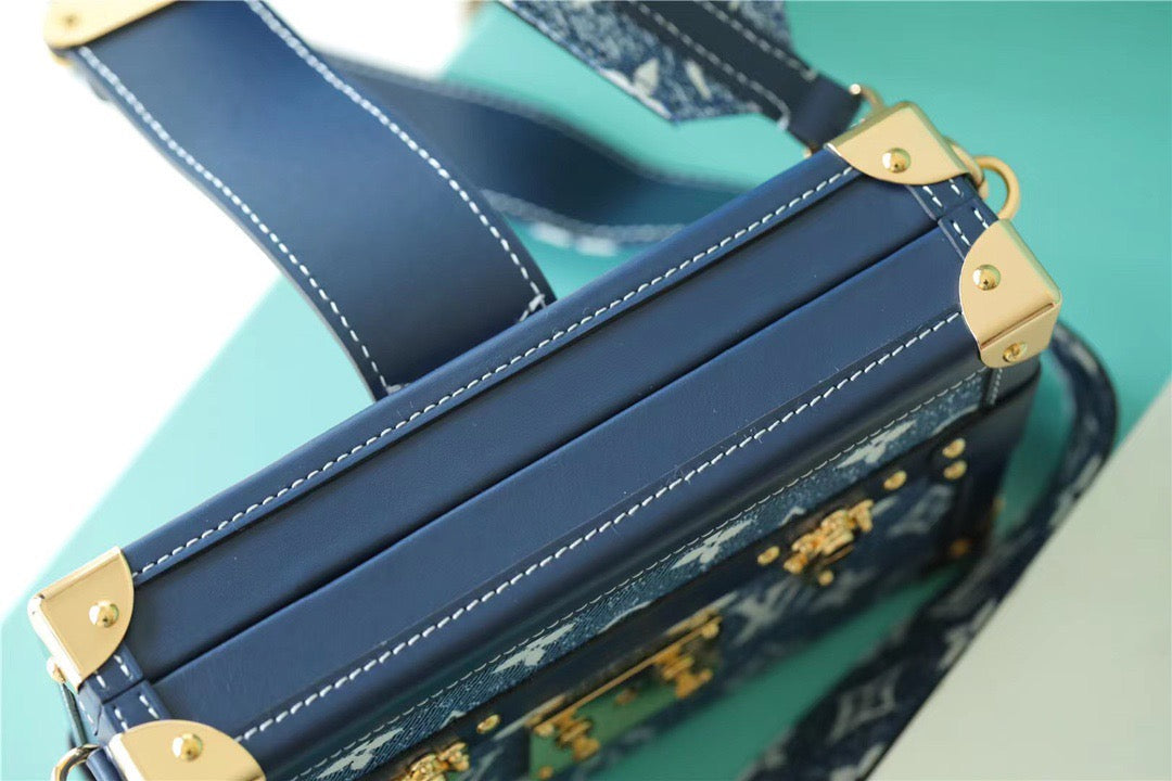 LV Petite Malle Jacquard SinGLAMI 1854 Blue For Women, WomenÃ¢â‚¬â„¢s Handbags, Shoulder Bags And Crossbody Bags 7.5in/19cm LVÃ‚Â 
