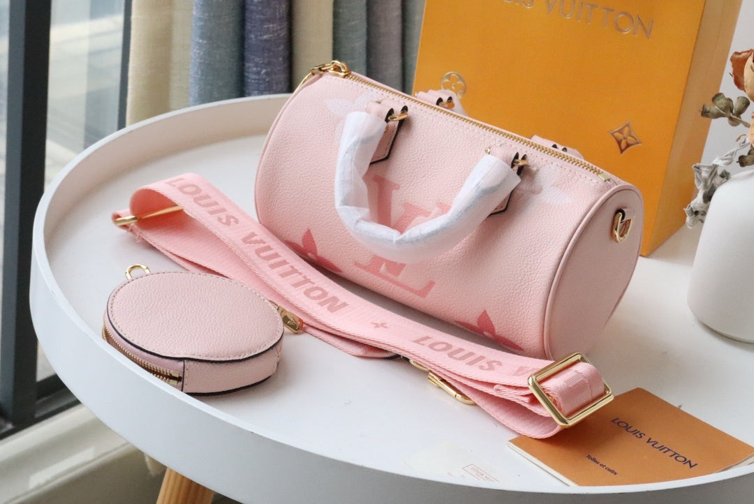 LV Papillon GLAMI Monogram Empreinte Bouton De Rose Pink For Women, WomenÃ¢â‚¬â„¢s Handbags, Shoulder And Crossbody Bags 7.9in/20cm LV M45707