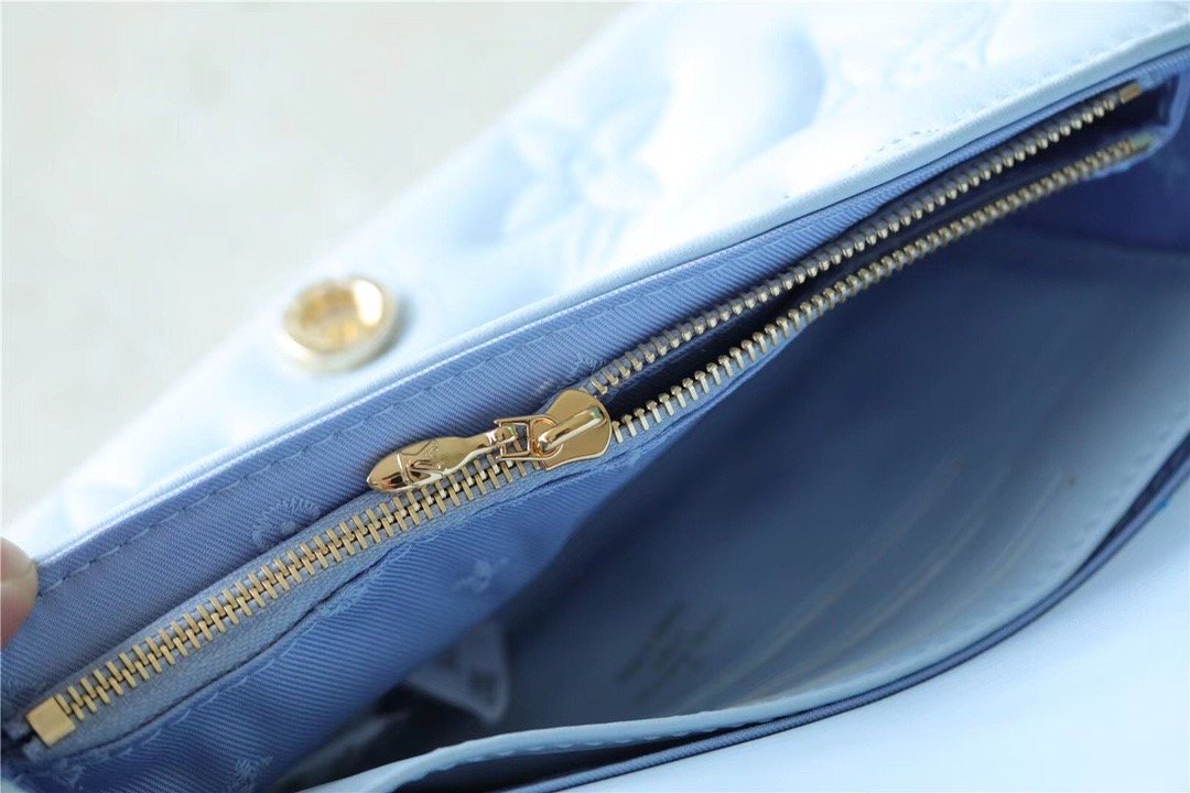 LV Wallet On Strap BuGLAMIlegram Monogram In Wallets and Small Leather Goods For Women Bleu Glacier Blue 7.9in/20cm LV M81399
