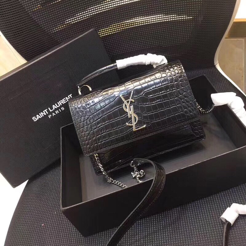 GLAMI Sunset Chain Wallet Ã‚Â In-Embossed Black For Women 8.2in/21cm YSL