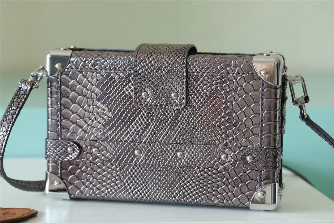 LV Petite Malle High Shiny Alligator By Nicolas Ghesquiere Silver For Women,  Shoulder And Crossbody Bags 7.9in/20cm LVÃ‚Â 