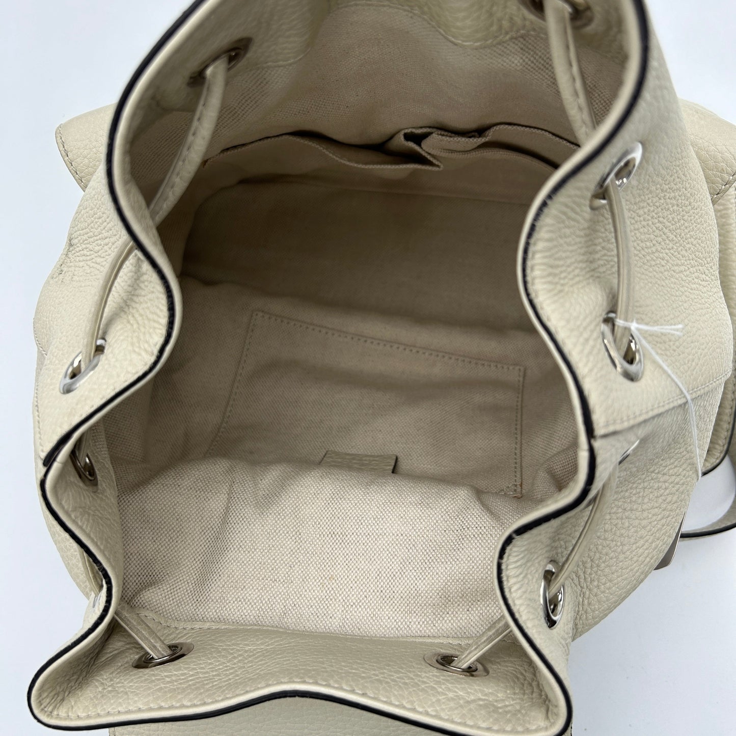Gucci Leather Bamboo Tassel Backpack White