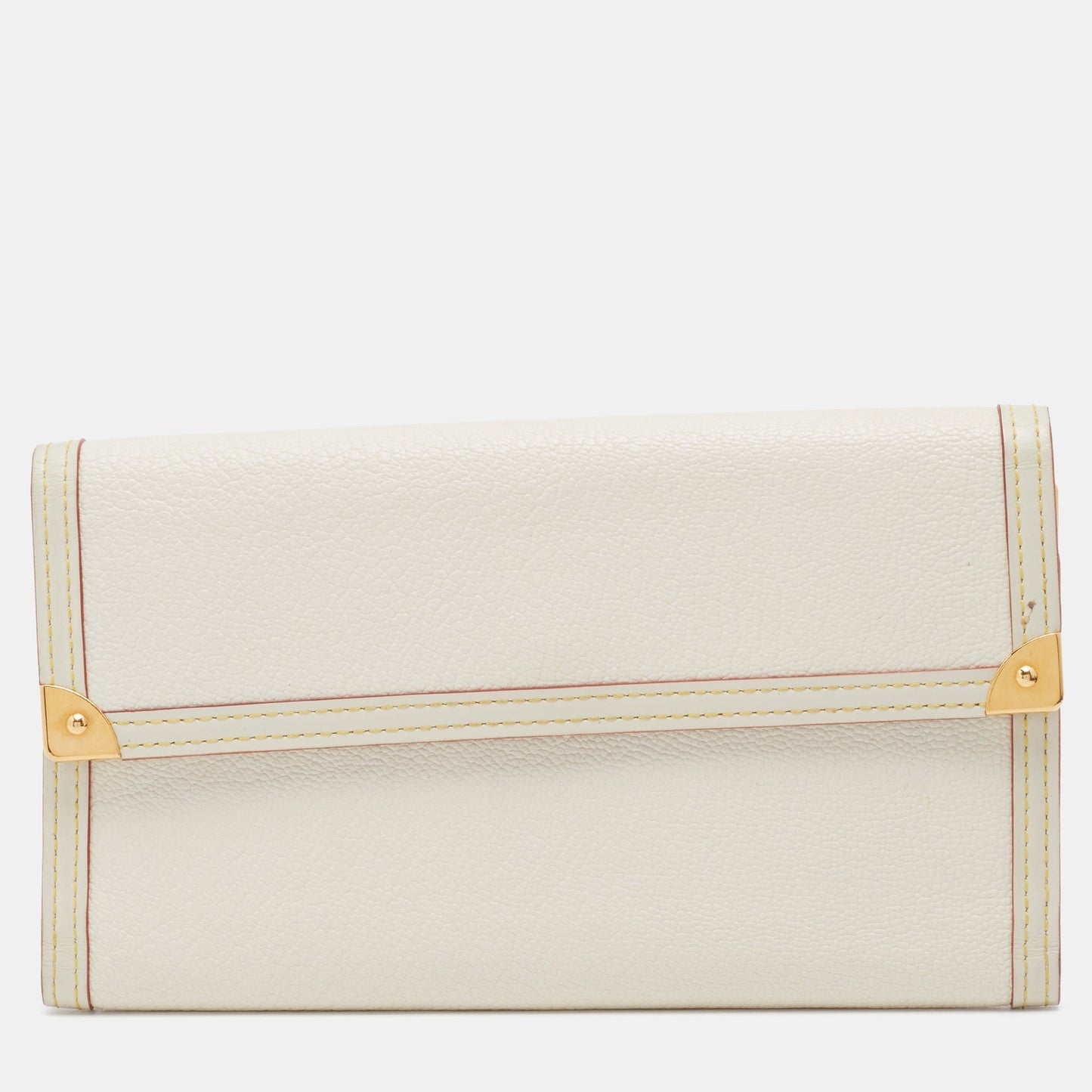 Louis Vuitton White Suhali Leather Porte Tresor International Wallet..