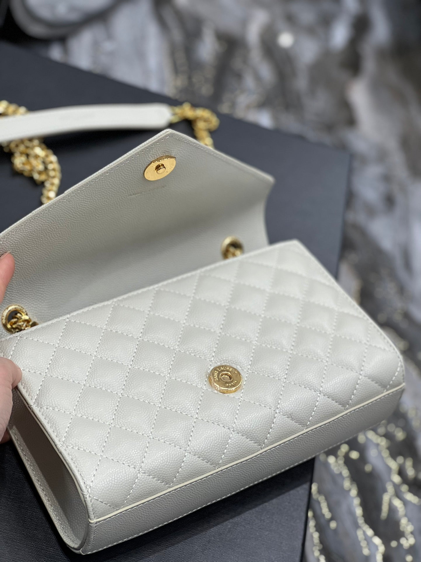 GLAMI Small Bag White In Mix Matelasse For Women 8.2in/21cm YSL 600195BOW919207