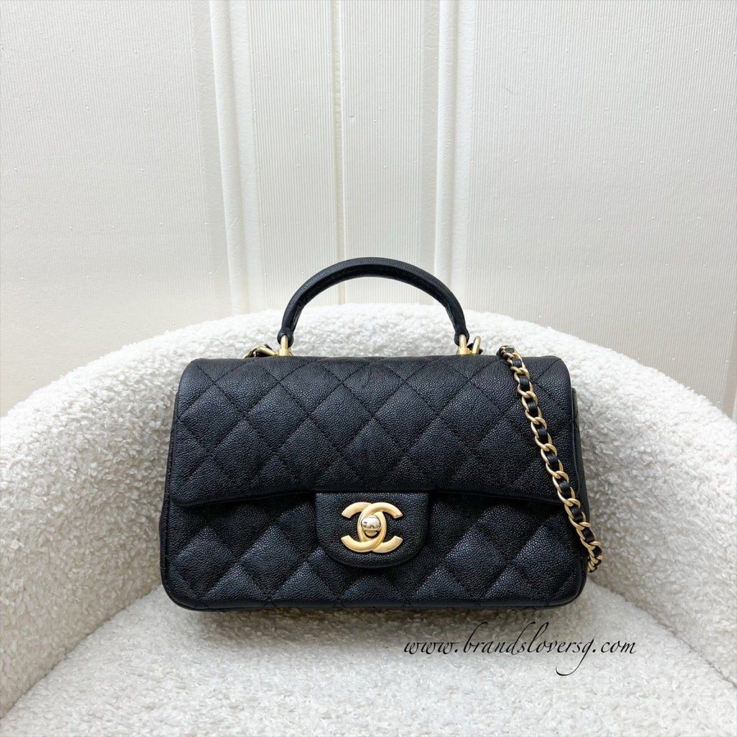 GLM-Top Handle Mini Rectangle Flap in 21S Black Caviar and AGHW