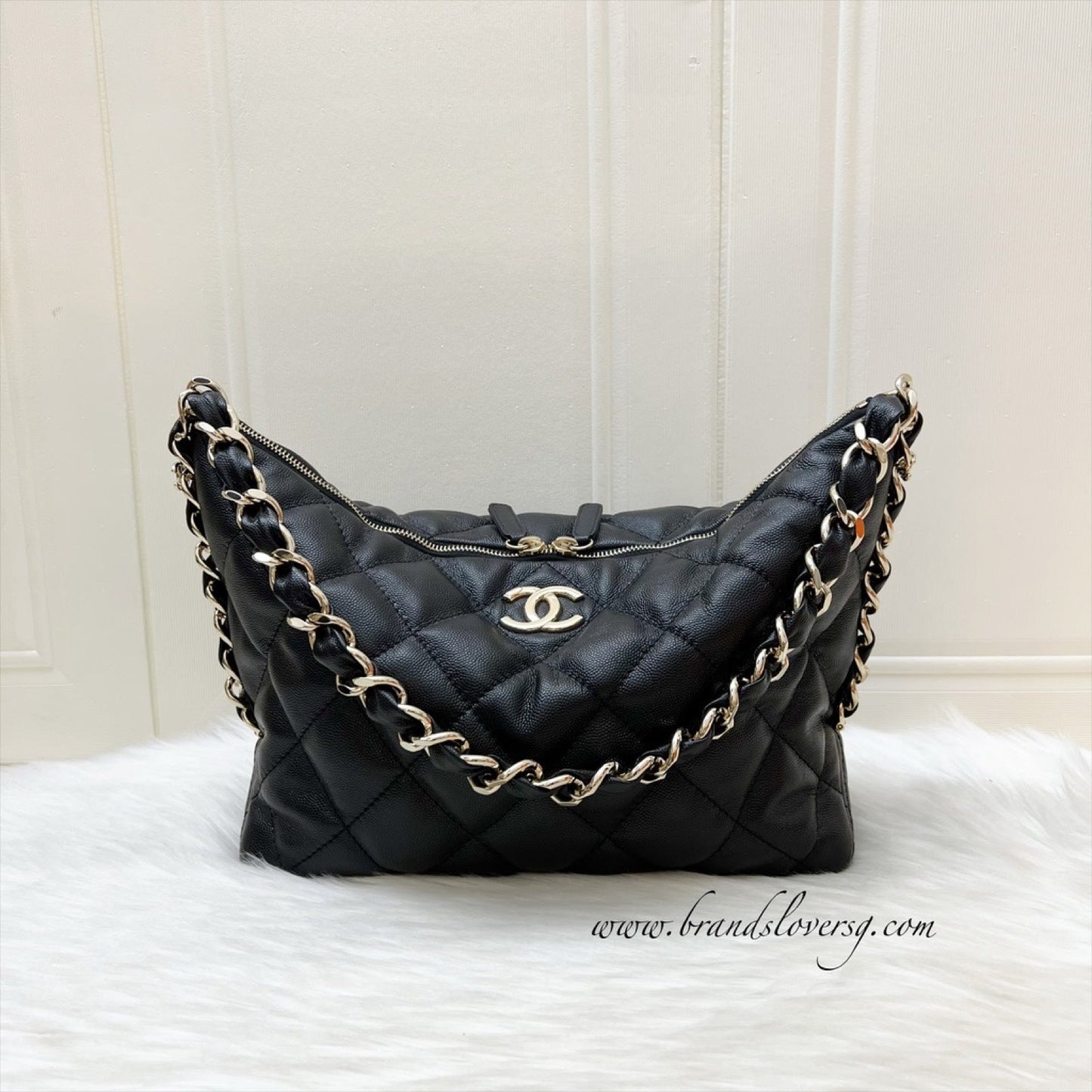 GLM-24P Large Hobo Bag in Black Caviar and LGHW (Model: AS4248)
