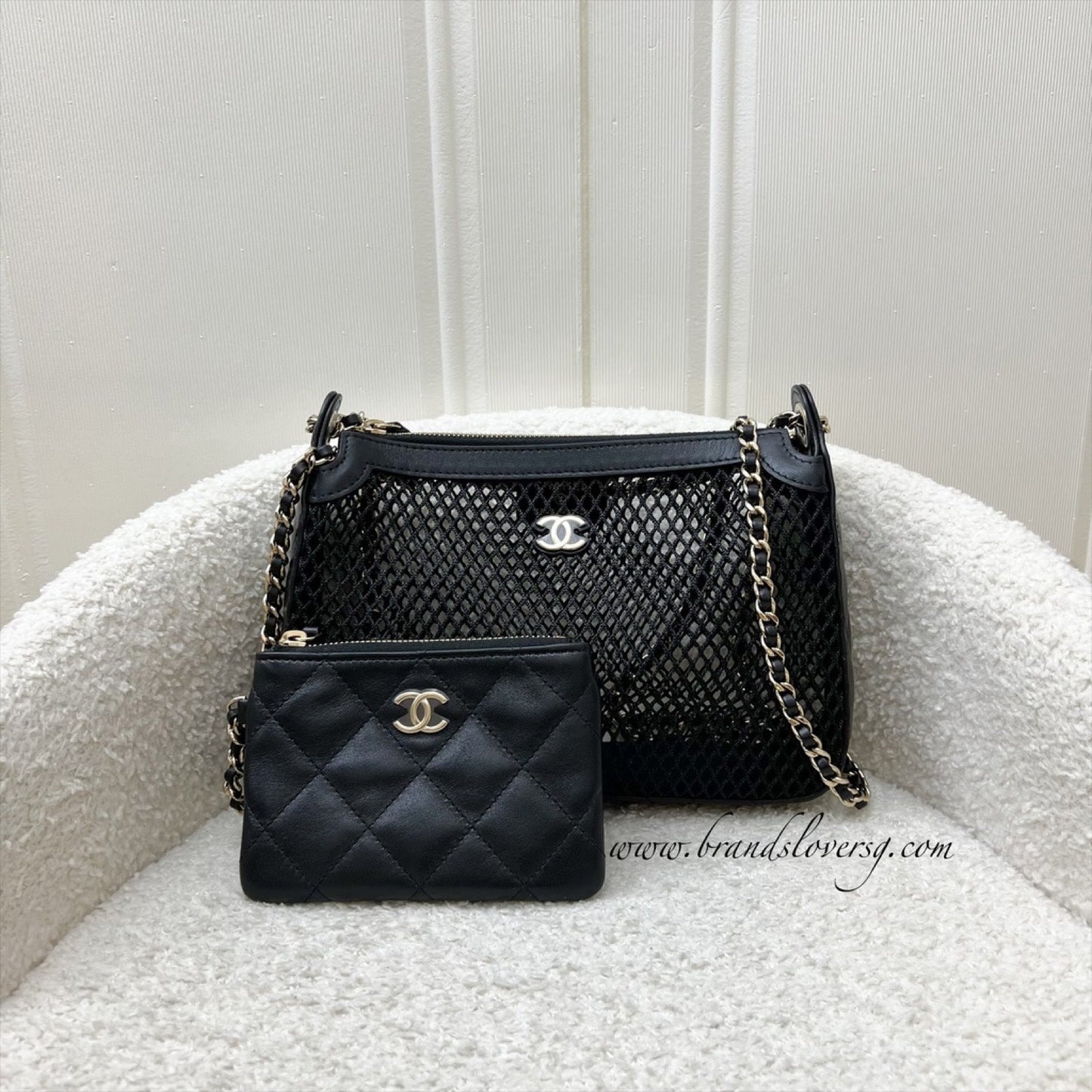 GLM-25S Clutch on Chain in Black Mesh and LGHW