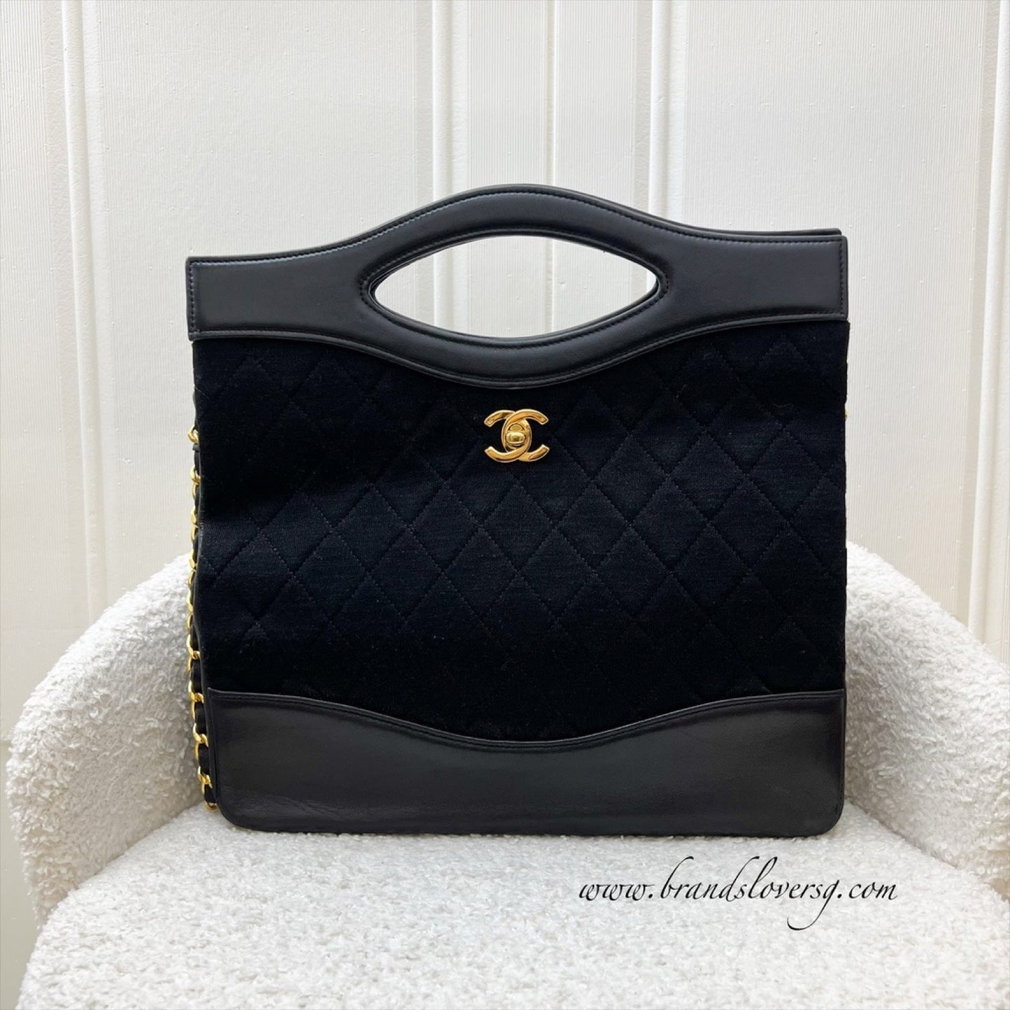 GLM-Large  31 Bag in Black Fabric and Lambskin and 24K GHW