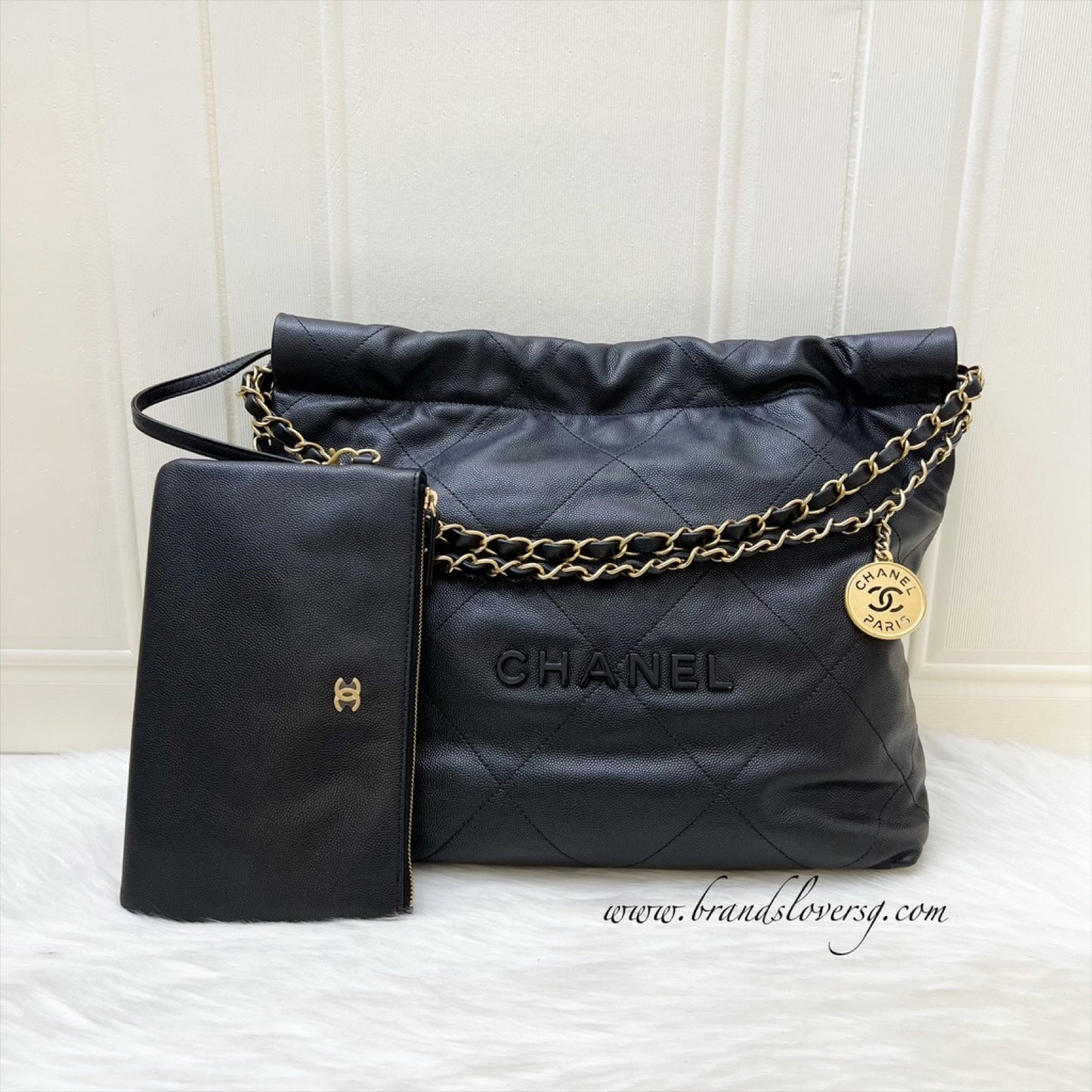 GLM-22 Small Hobo Handbag in Black Shiny Caviar and AGHW (Model: AS3260)