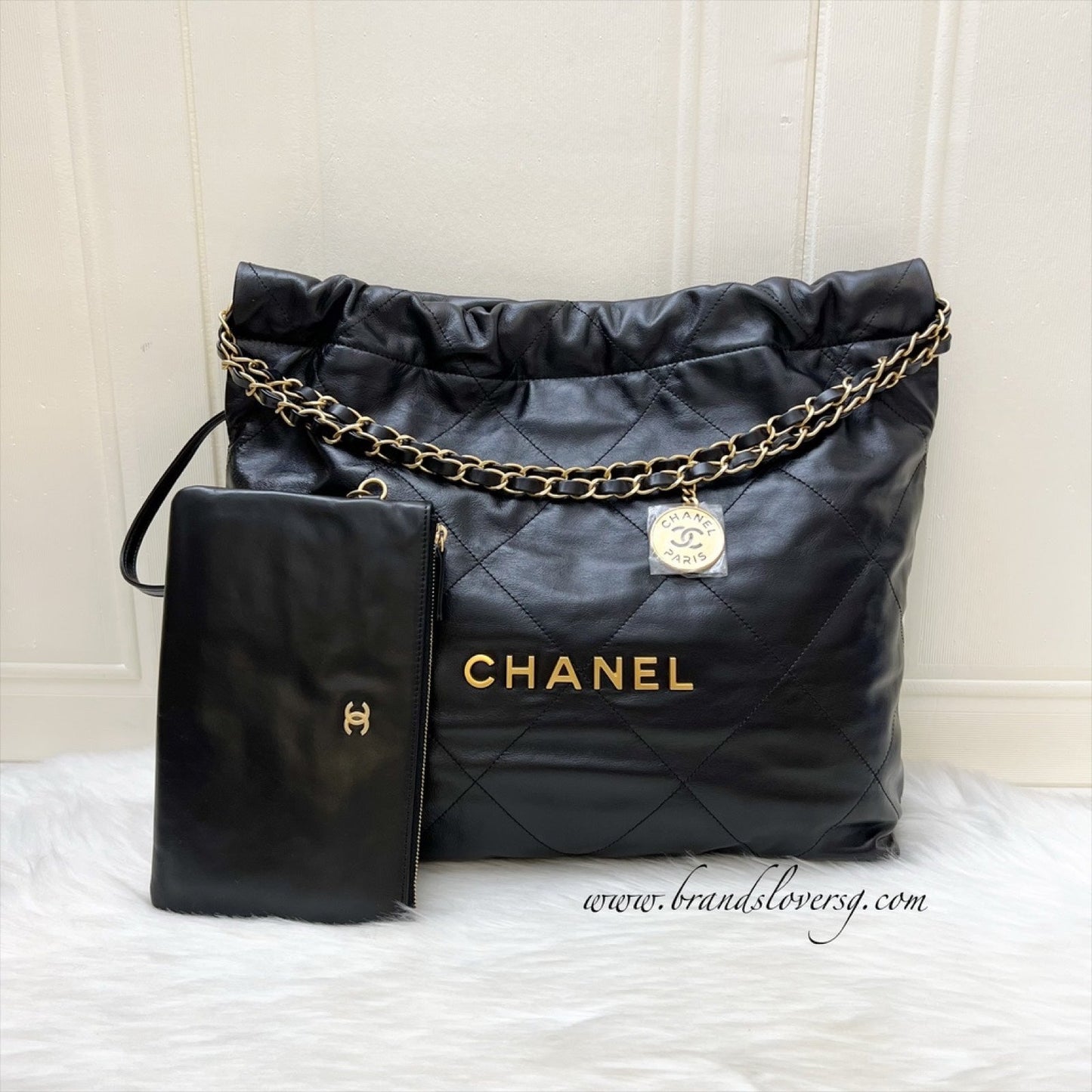 GLM-22 Medium Hobo Bag in Black Calfskin and AGHW (Model: AS3261)