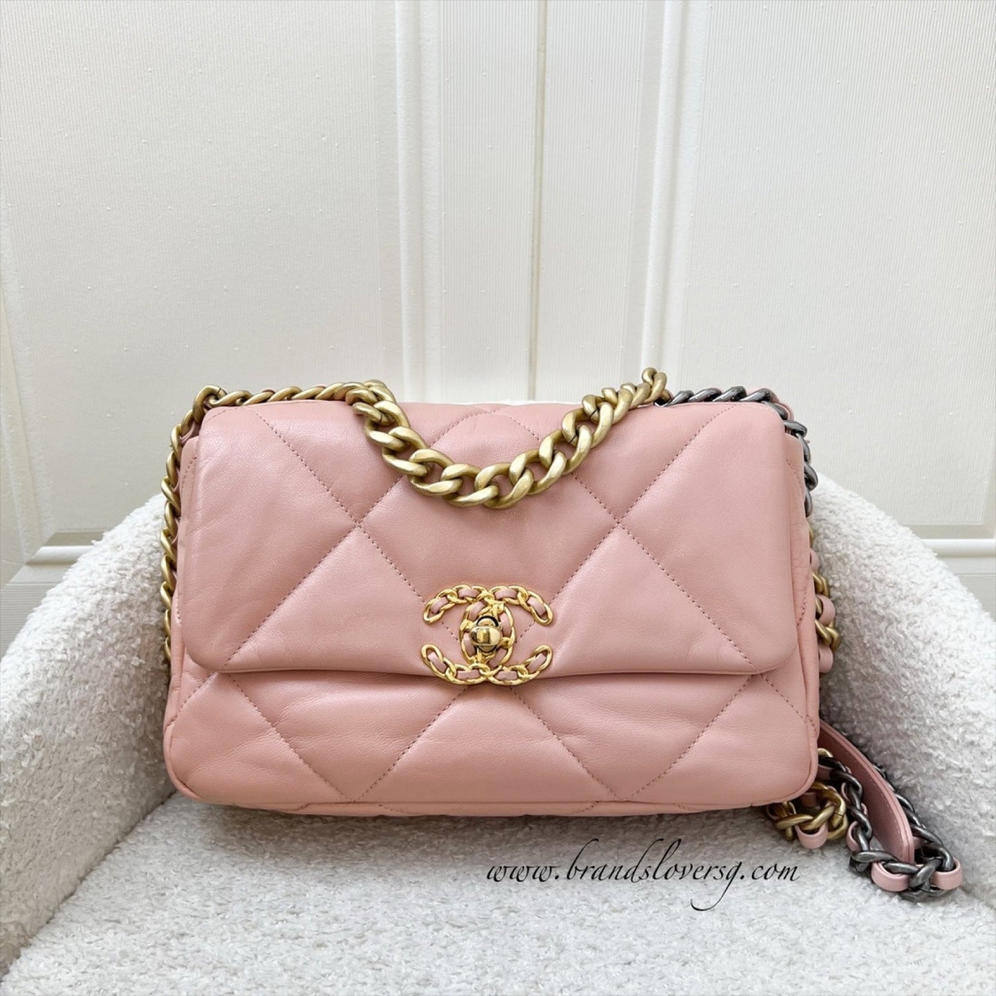 GLM-19 Small Flap in Light Pink Goatskin and 3-tone HW