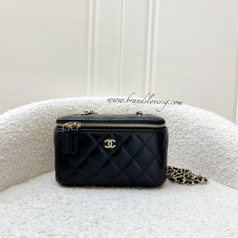 GLM-Small Vanity in Black Lambskin and LGHW (Model: AP1341)