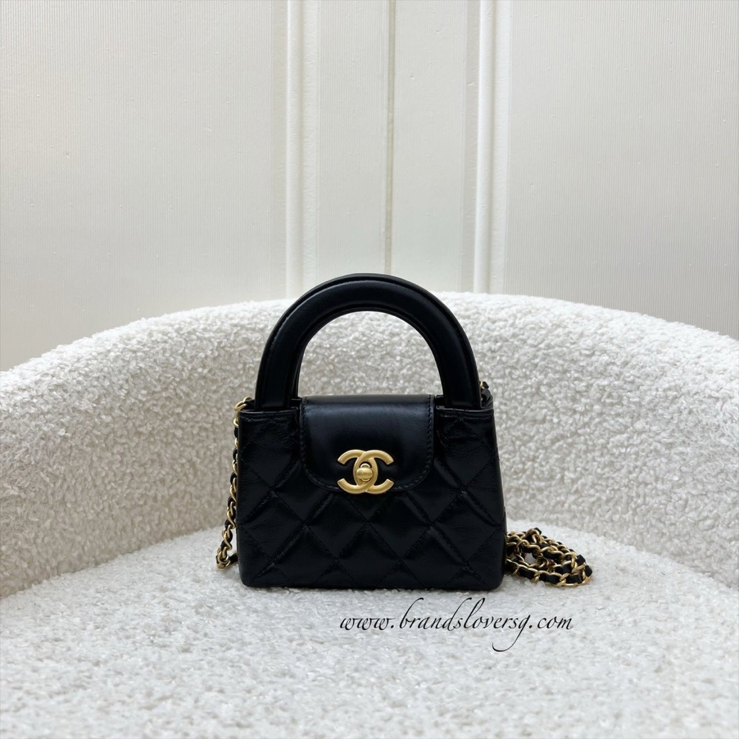 GLM-Micro Kelly (Nano) Bag in Black Calfskin and AGHW