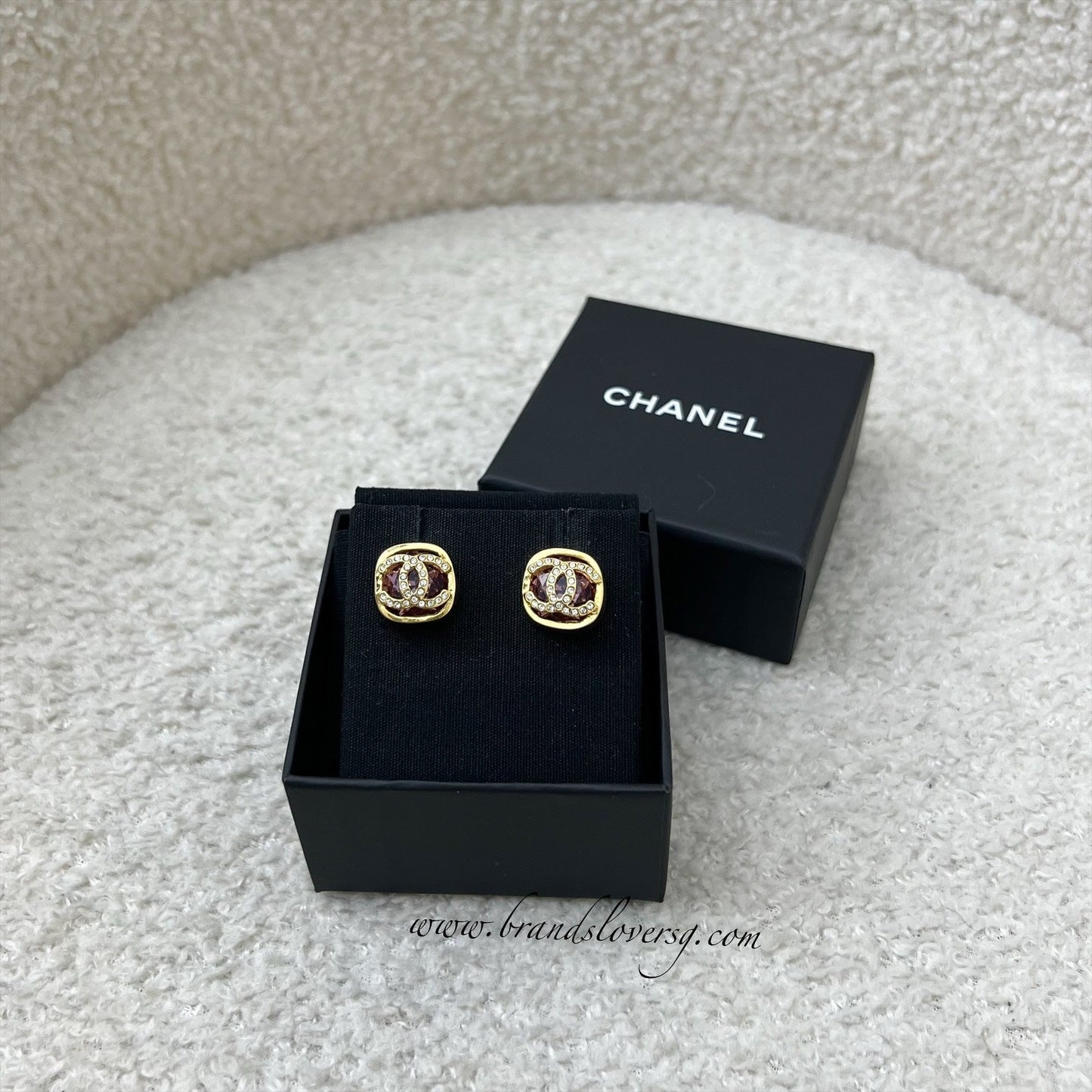 GLM-Pink Square Resin and DiamantÃƒÂ©s GLM- Logo Earrings in GHW