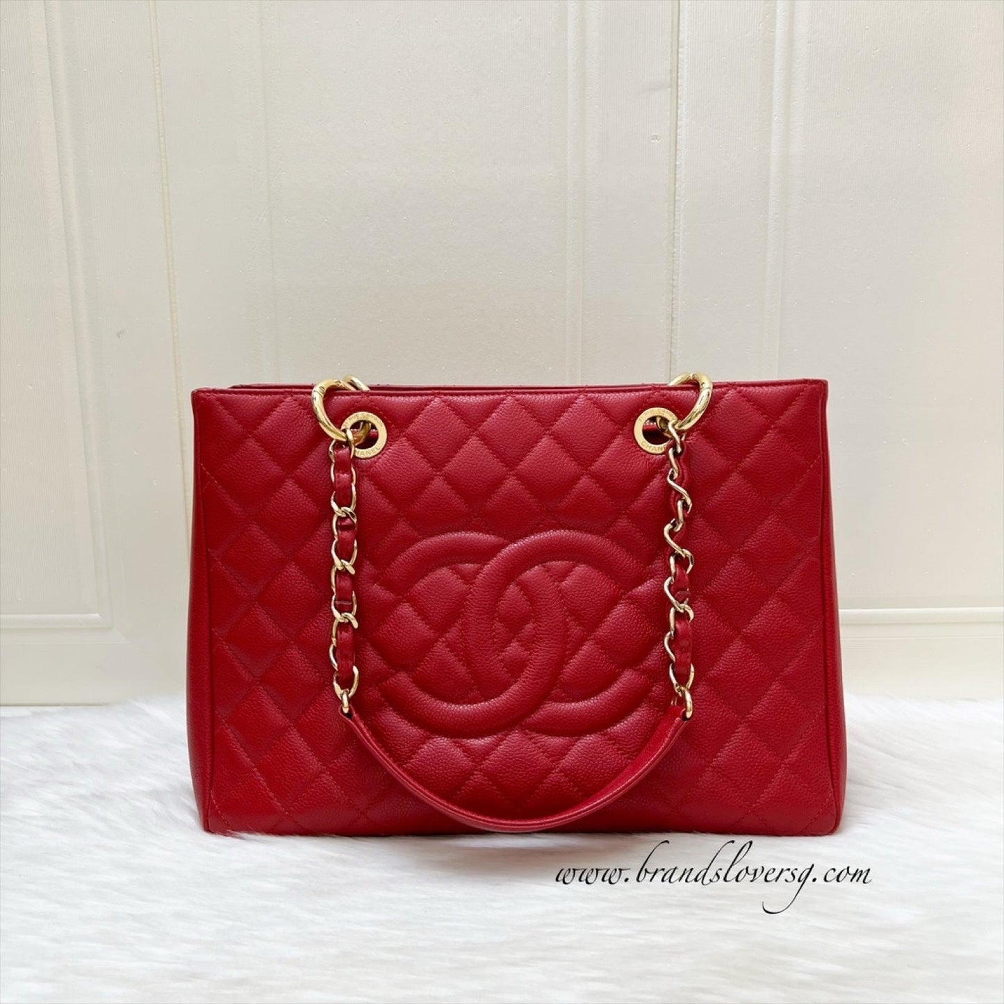 GLM-Grand Shopping Tote GST in Red Caviar and GHW