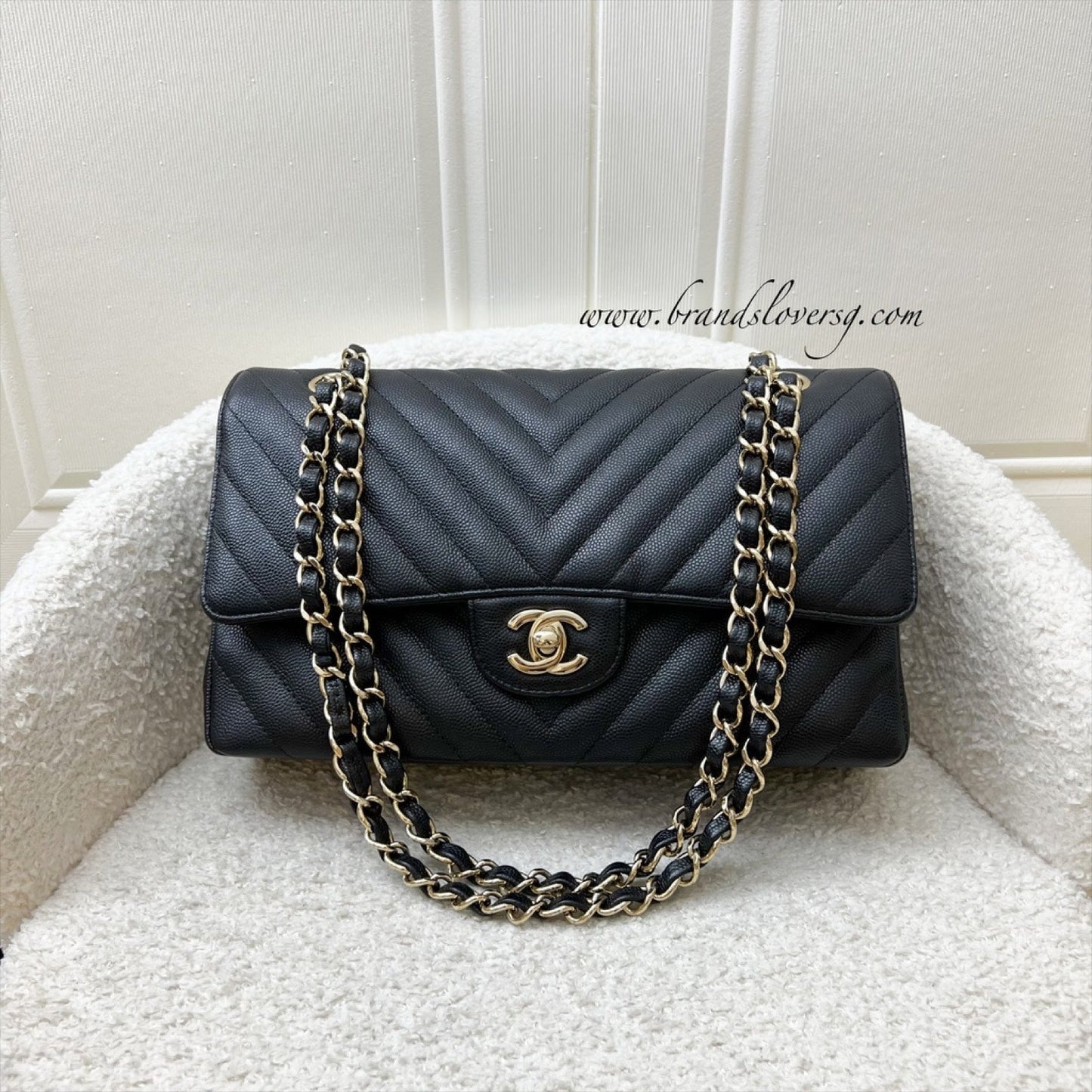 GLM-Classic Medium CF in Black Chevron Caviar and LGHW